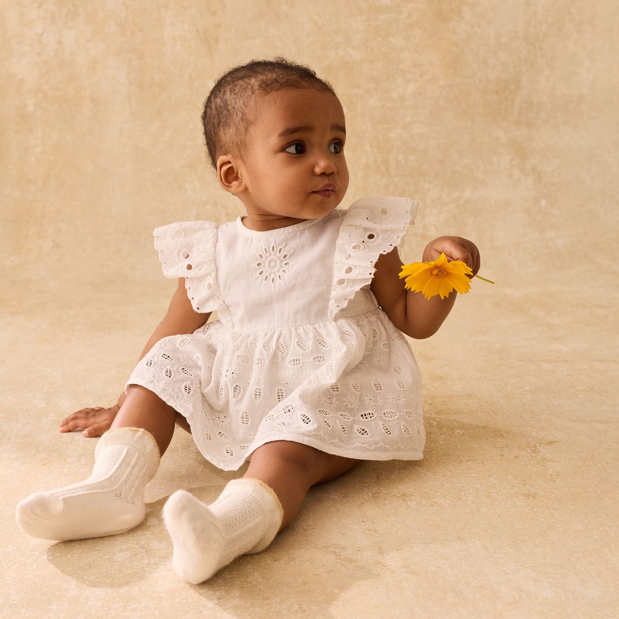 Louise Misha-Baby Girls Rompers Lenali Off White Schiffli