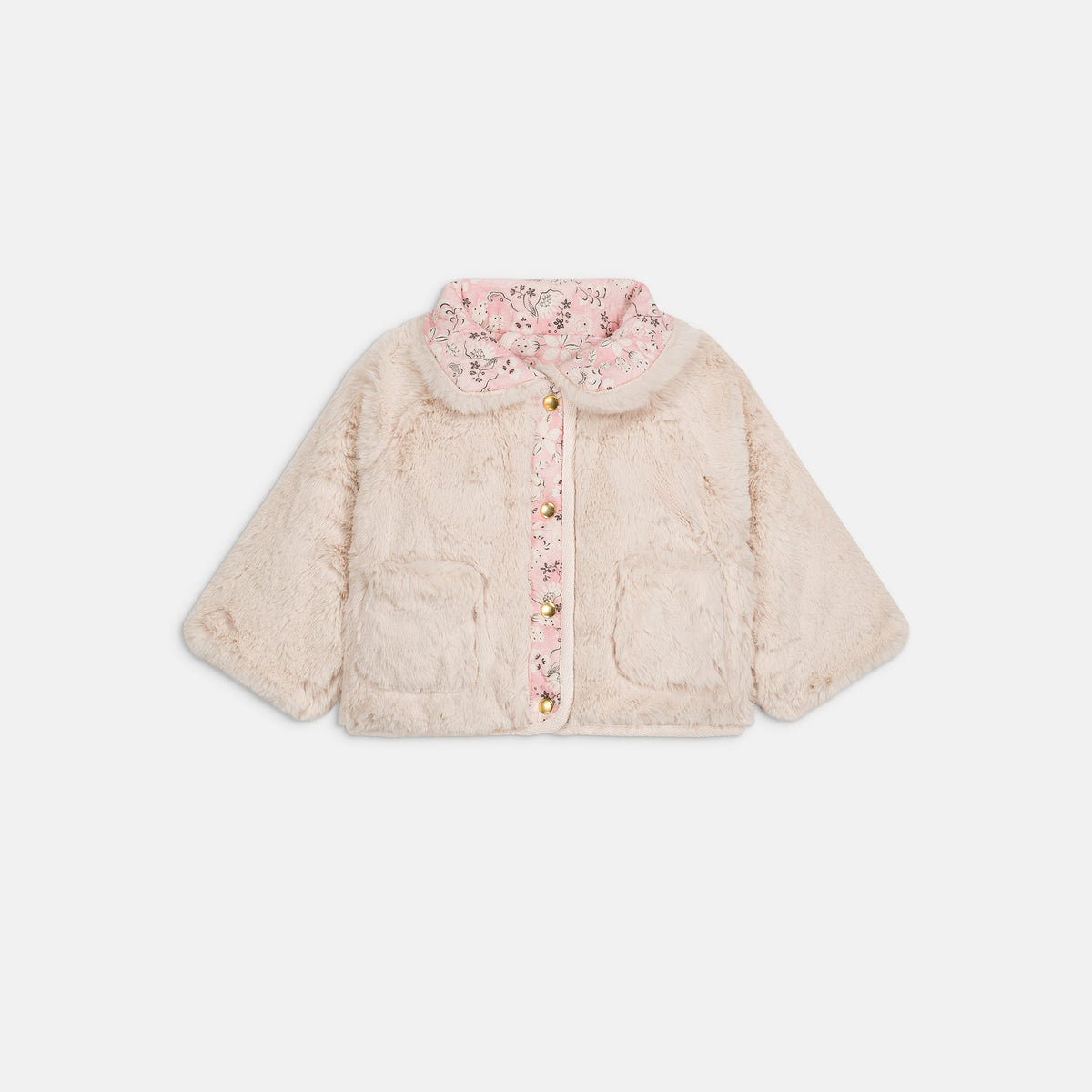 Louise Misha-Baby Girls Reversible Coat Jasmina Pink Linden Blossom