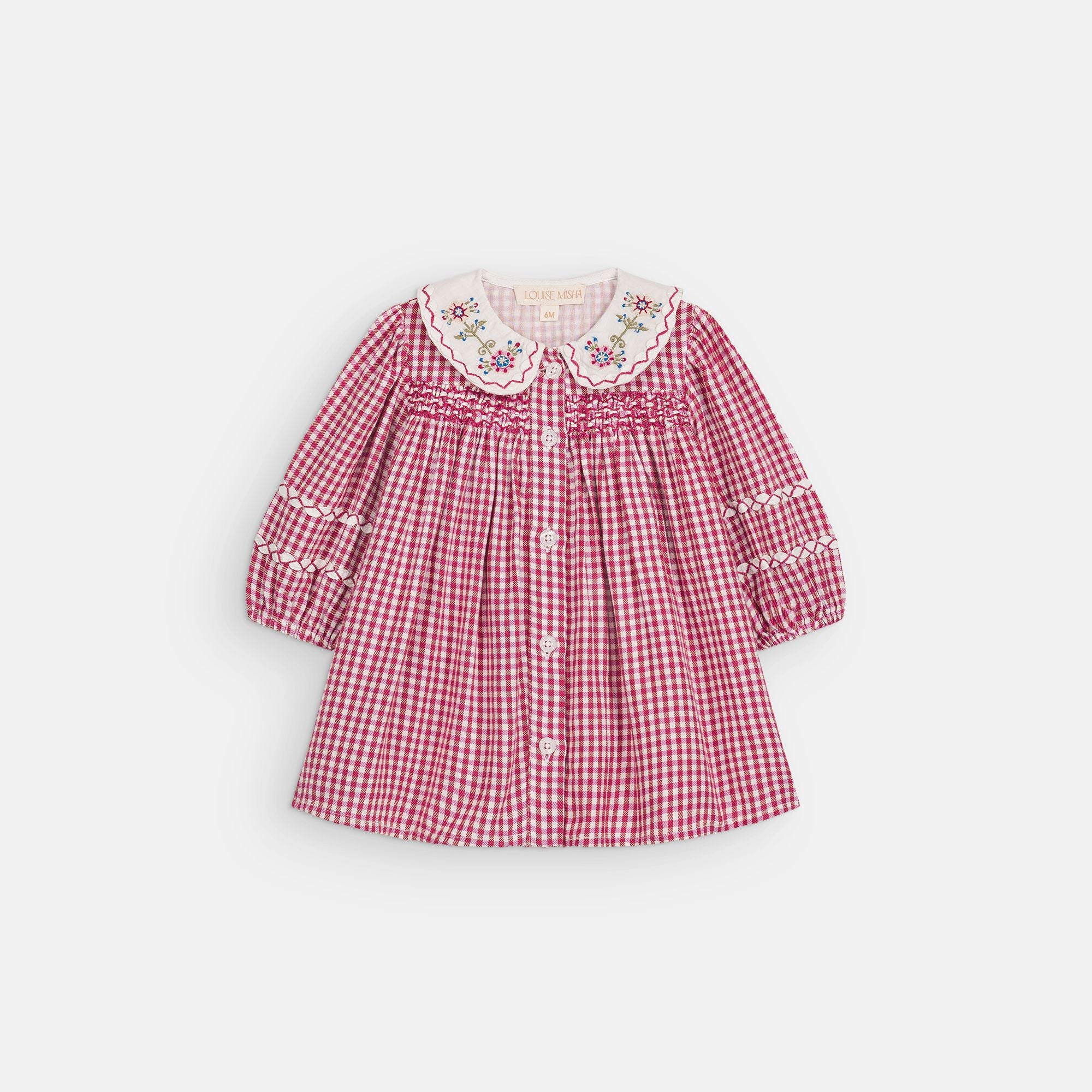 Louise Misha-Baby Girls Dress Delinia Raspberry Checks