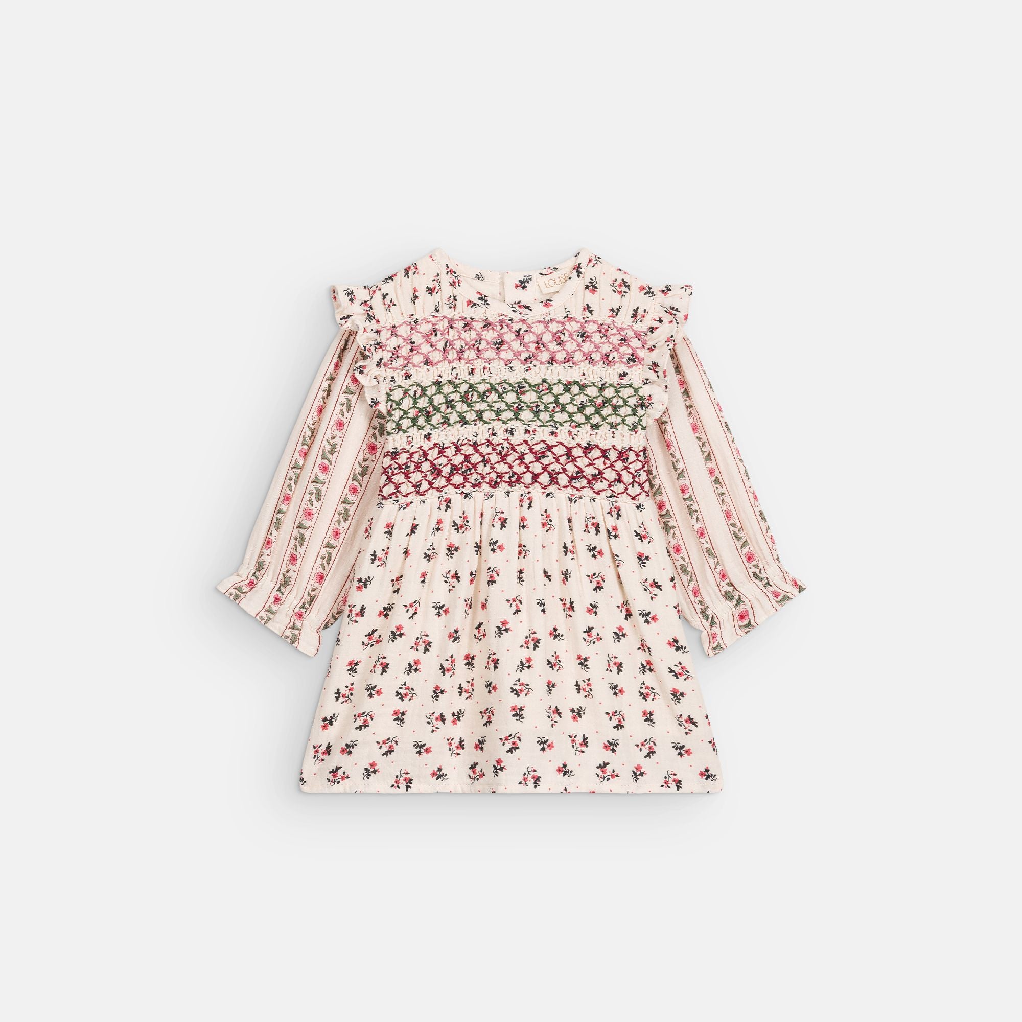 Louise Misha-Baby Girls Dress Saralinou Cream Pink Sorrel