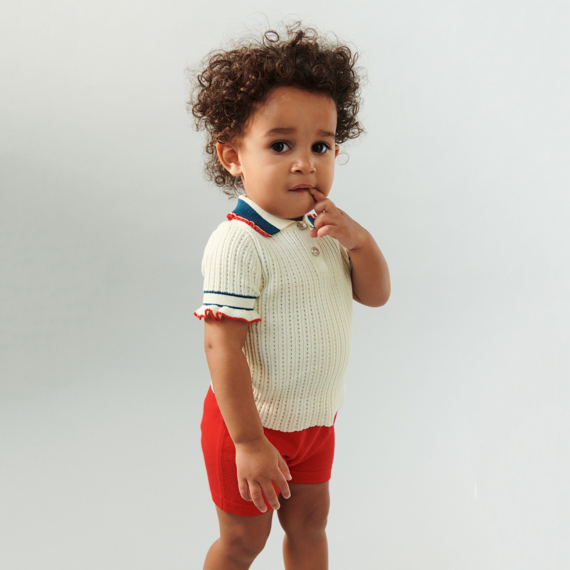 FUB-Girls Pointelle Polo ecru