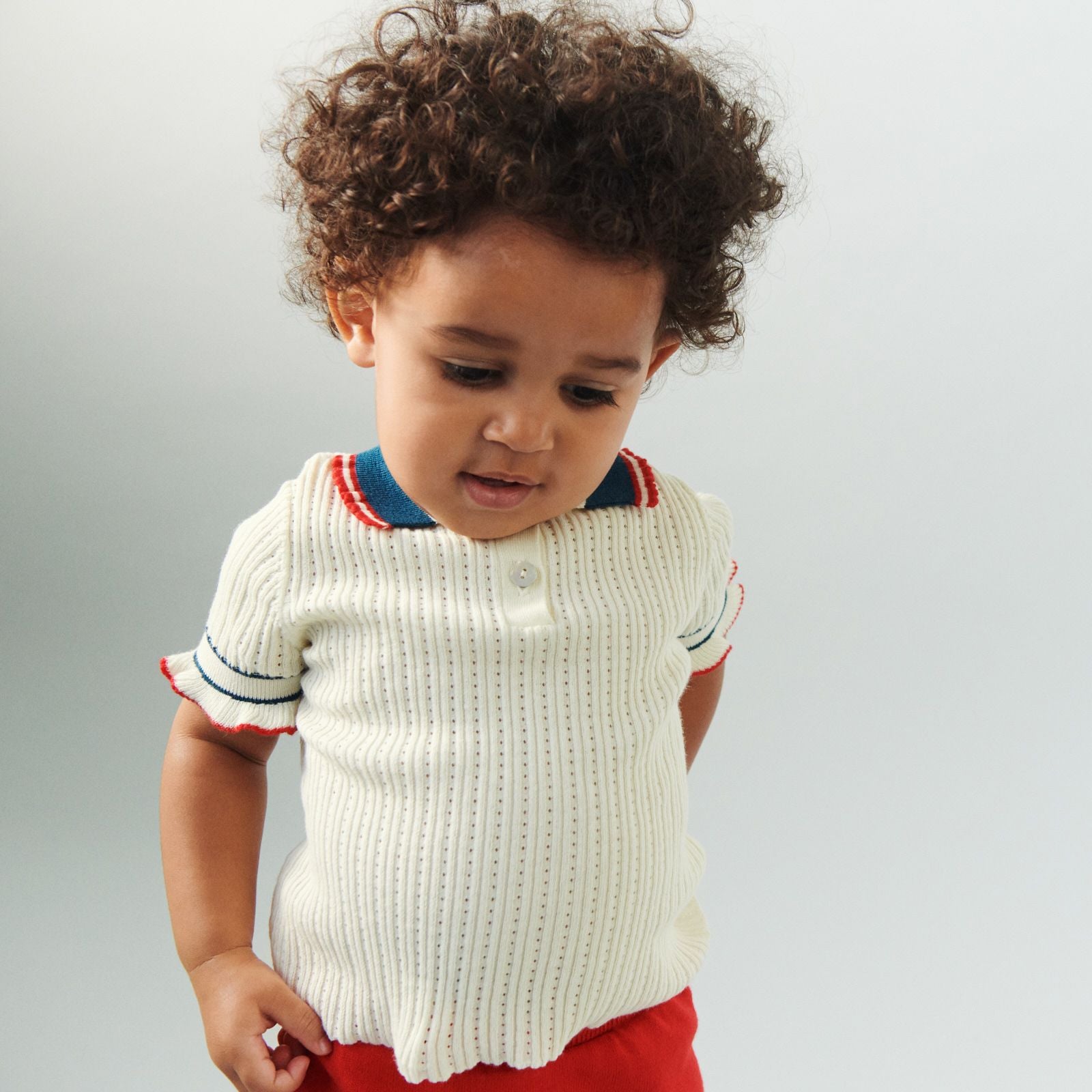 FUB-Girls Pointelle Polo ecru