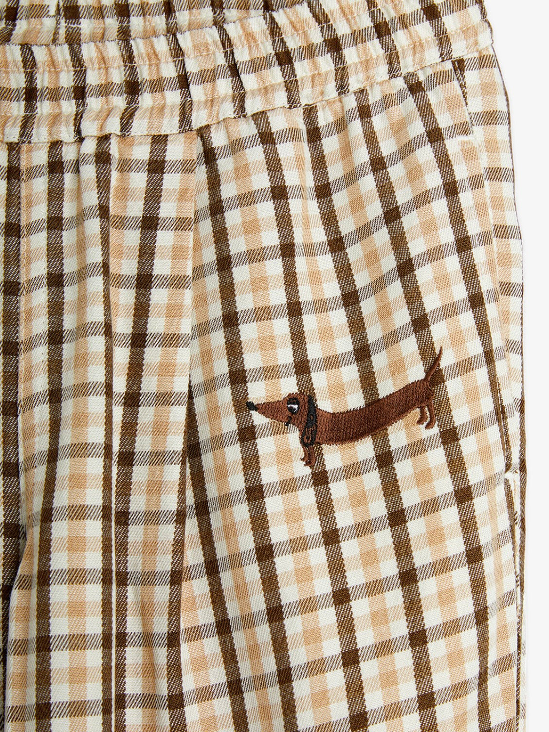 GINGHAM YD WOVEN ELASTIC TROUSERS