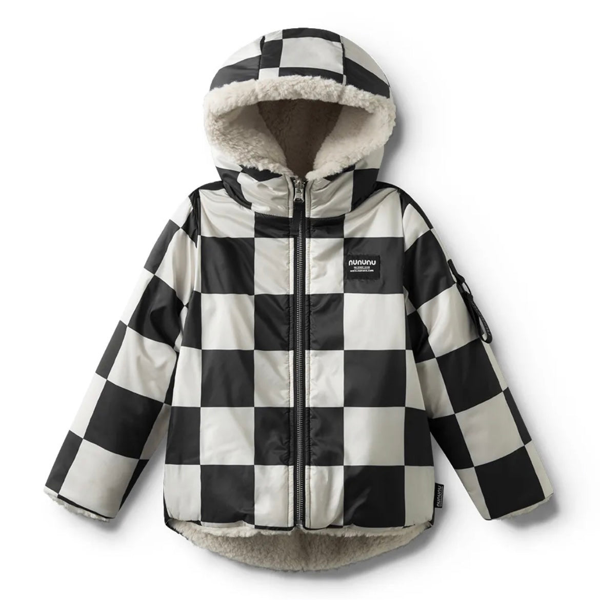 REVERSIBLE CHECKMATE DOWN JACKET SMOKEY NATURAL