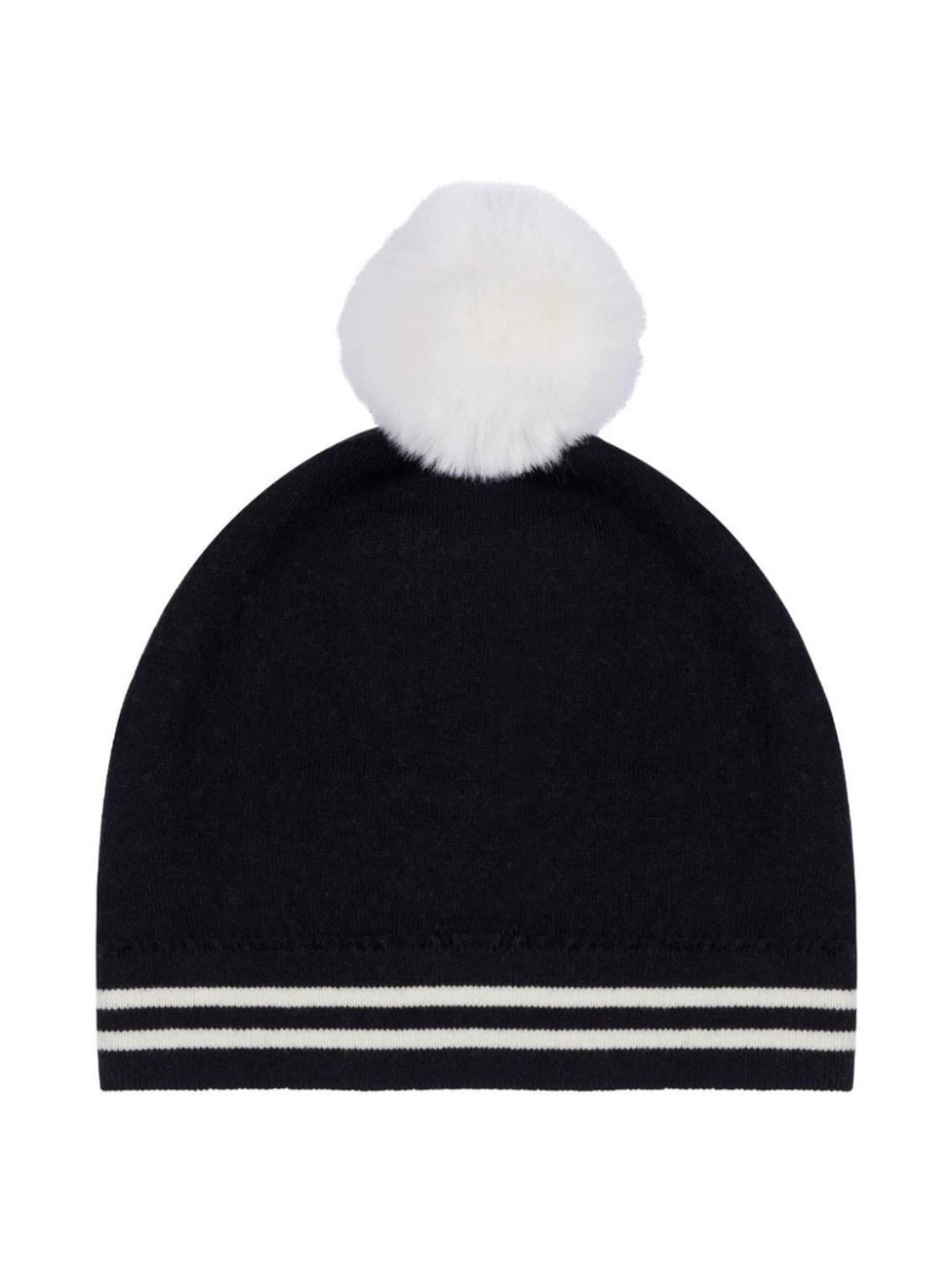 KNITTED HAT WITH POM POM AND BEAR LOGO-BLACK