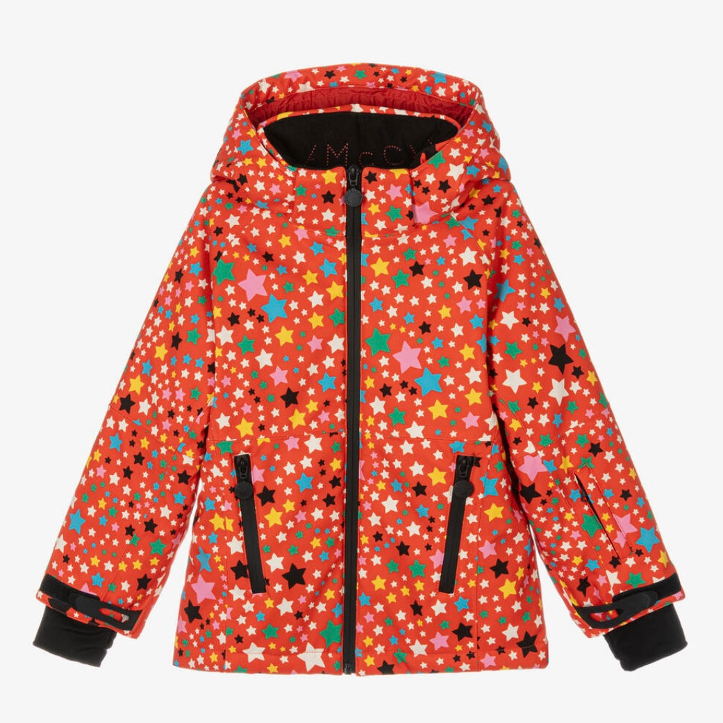 GIRL SWIRLING MULTICOLOR STARS SKI JACKET