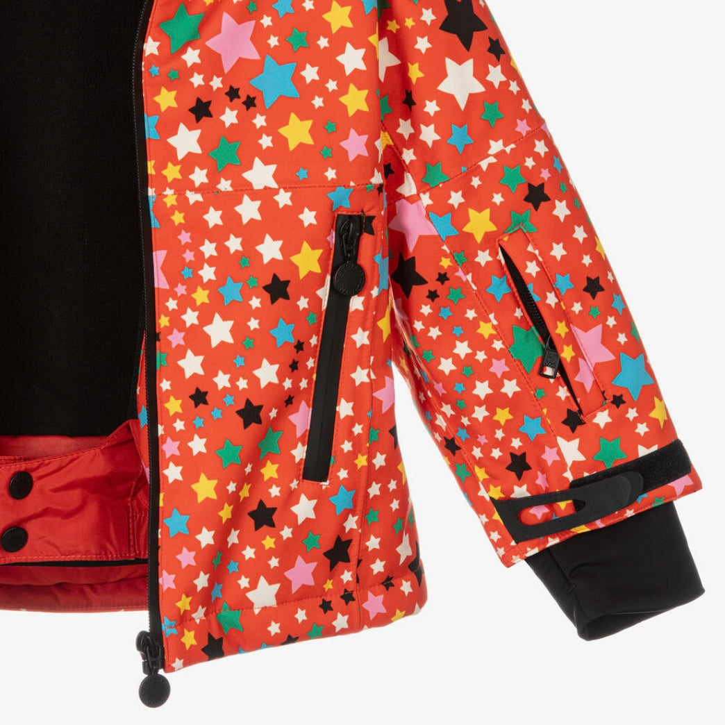 GIRL SWIRLING MULTICOLOR STARS SKI JACKET