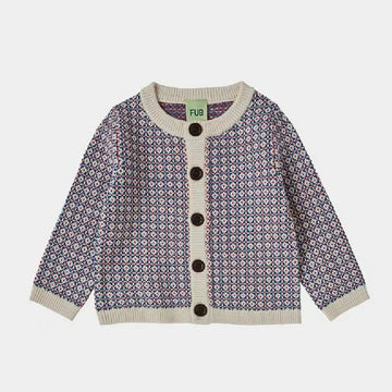 Baby Nordic Cardigan-ecru/pond blue/red