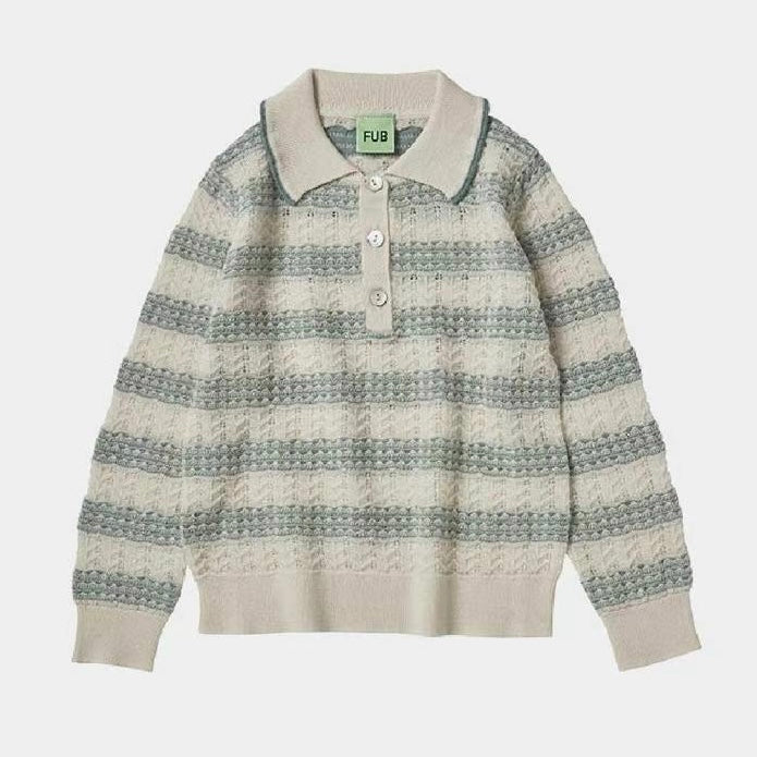 Pointelle Polo-ecru/misty green