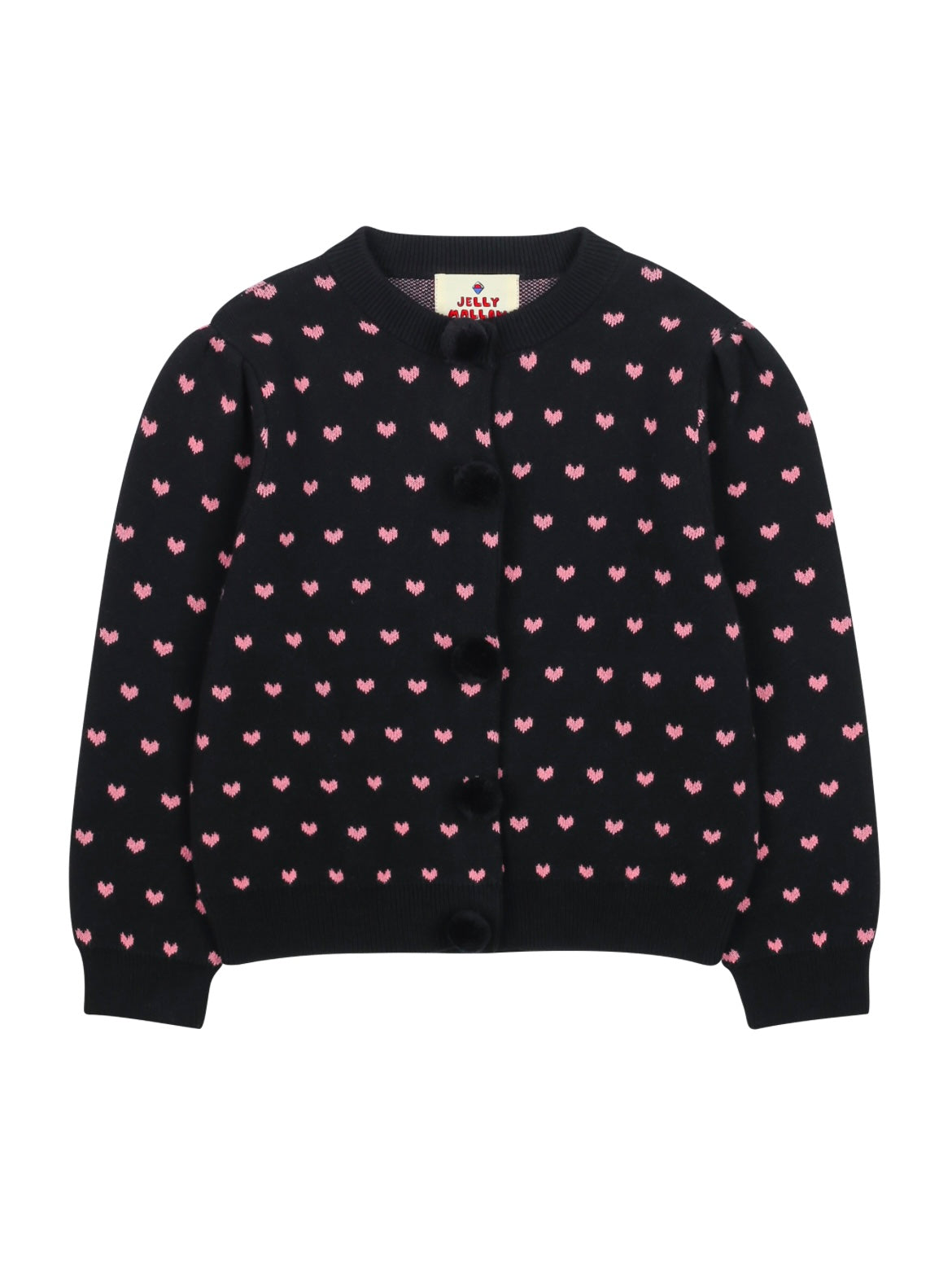 PomPom Shirring Cardigan-Black