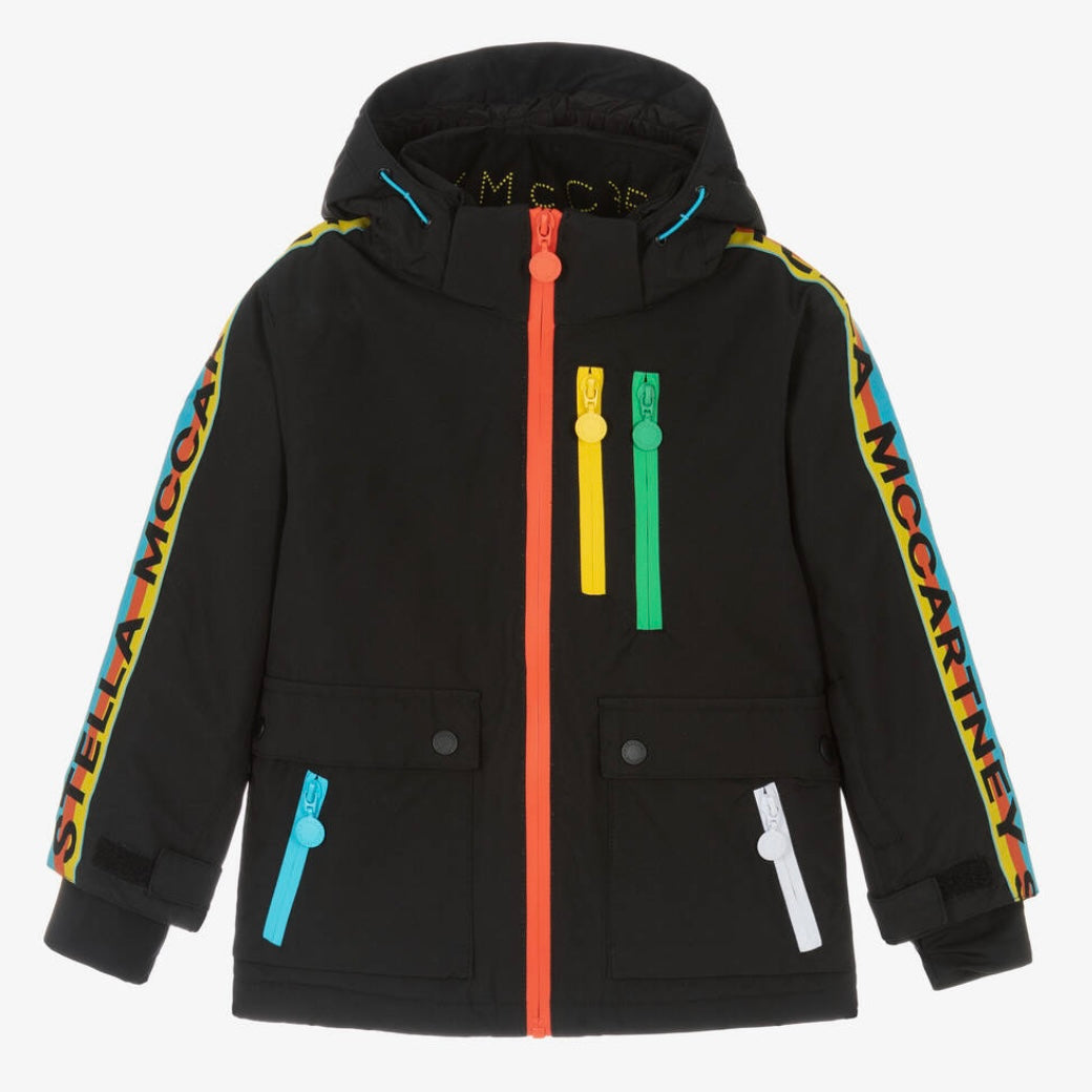 KID SKI JACKET WITH MULTICOLOR LOGO TAPE