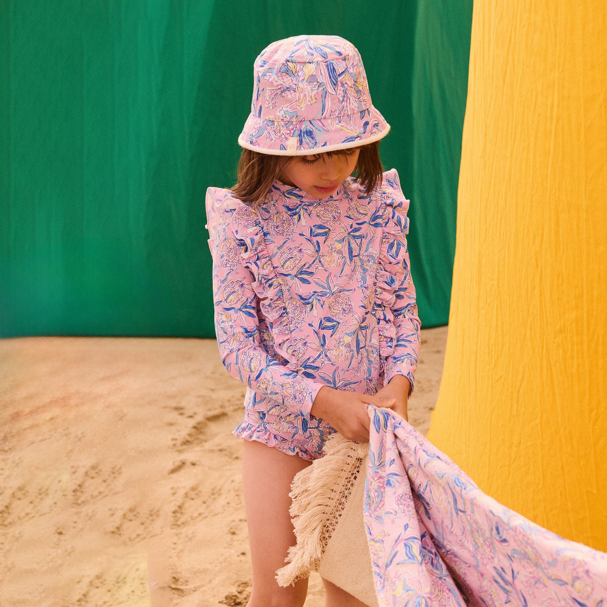 Louise Misha-Girls Sun Hat Lajik Pink Lush-Blue Hib
