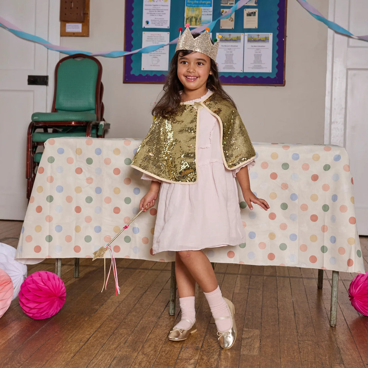 Rockahula Kids-Gold Sequin Pom Pom Crown 3-10 Years