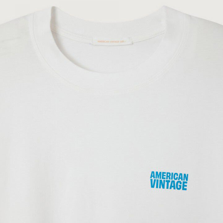 American Vintage-Women T-Shirt MI Long Ample ML Col Rond Gixy Blanc