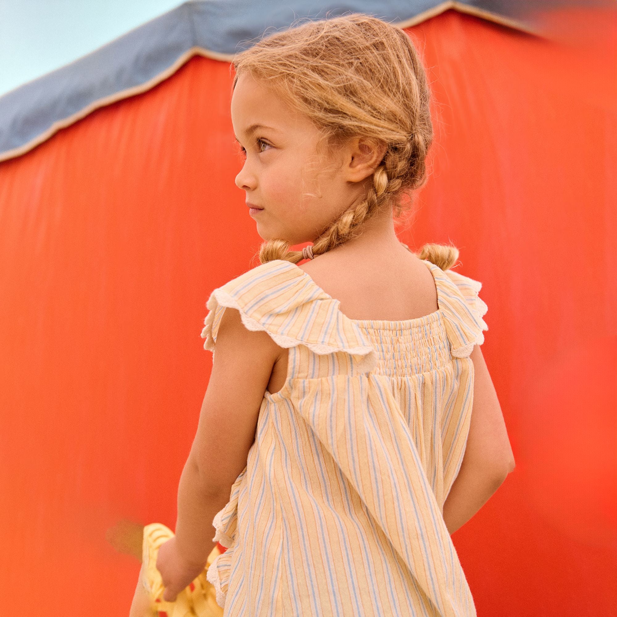 Louise Misha-Girls Blouse Gia Yellow Sunny Stripes