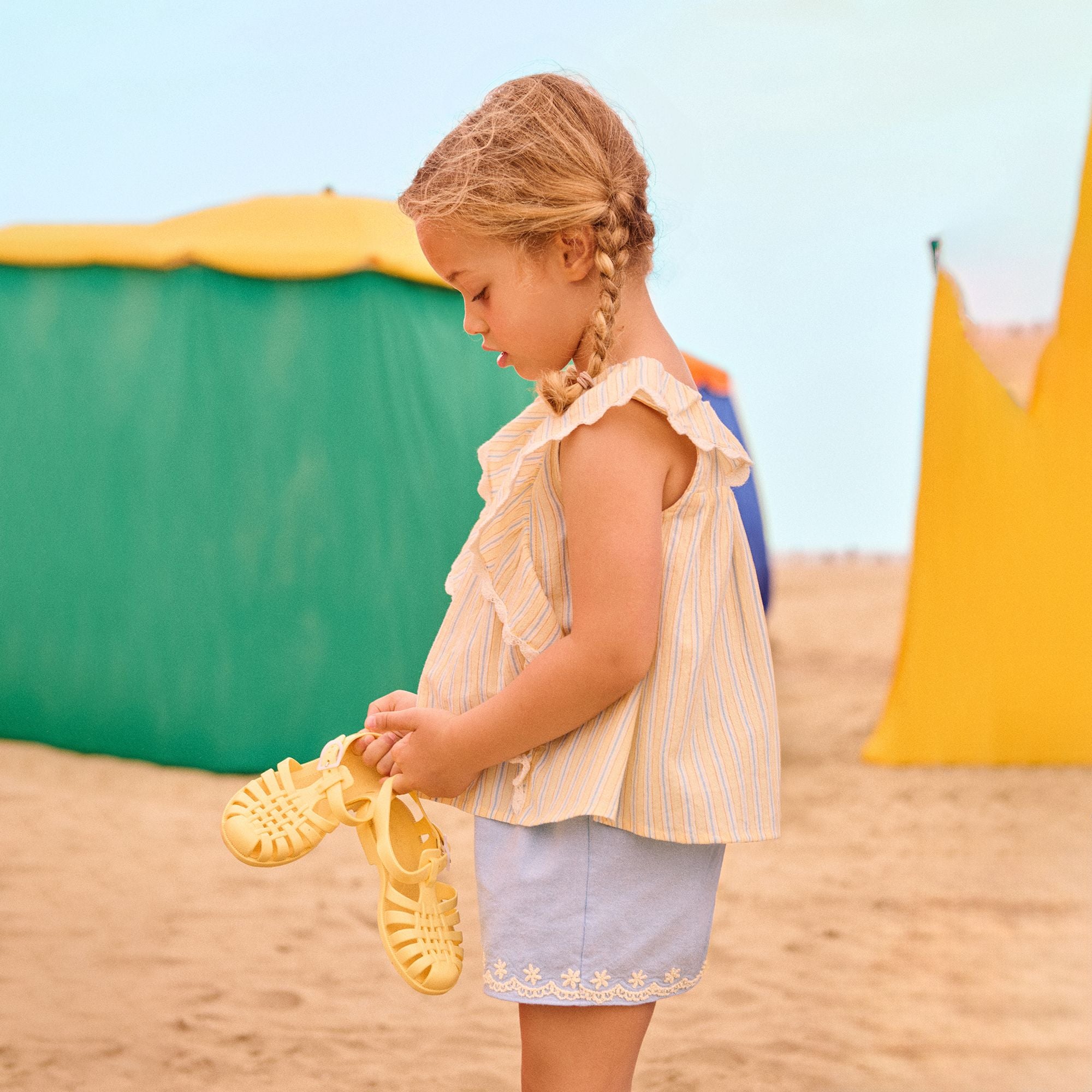 Louise Misha-Girls Blouse Gia Yellow Sunny Stripes