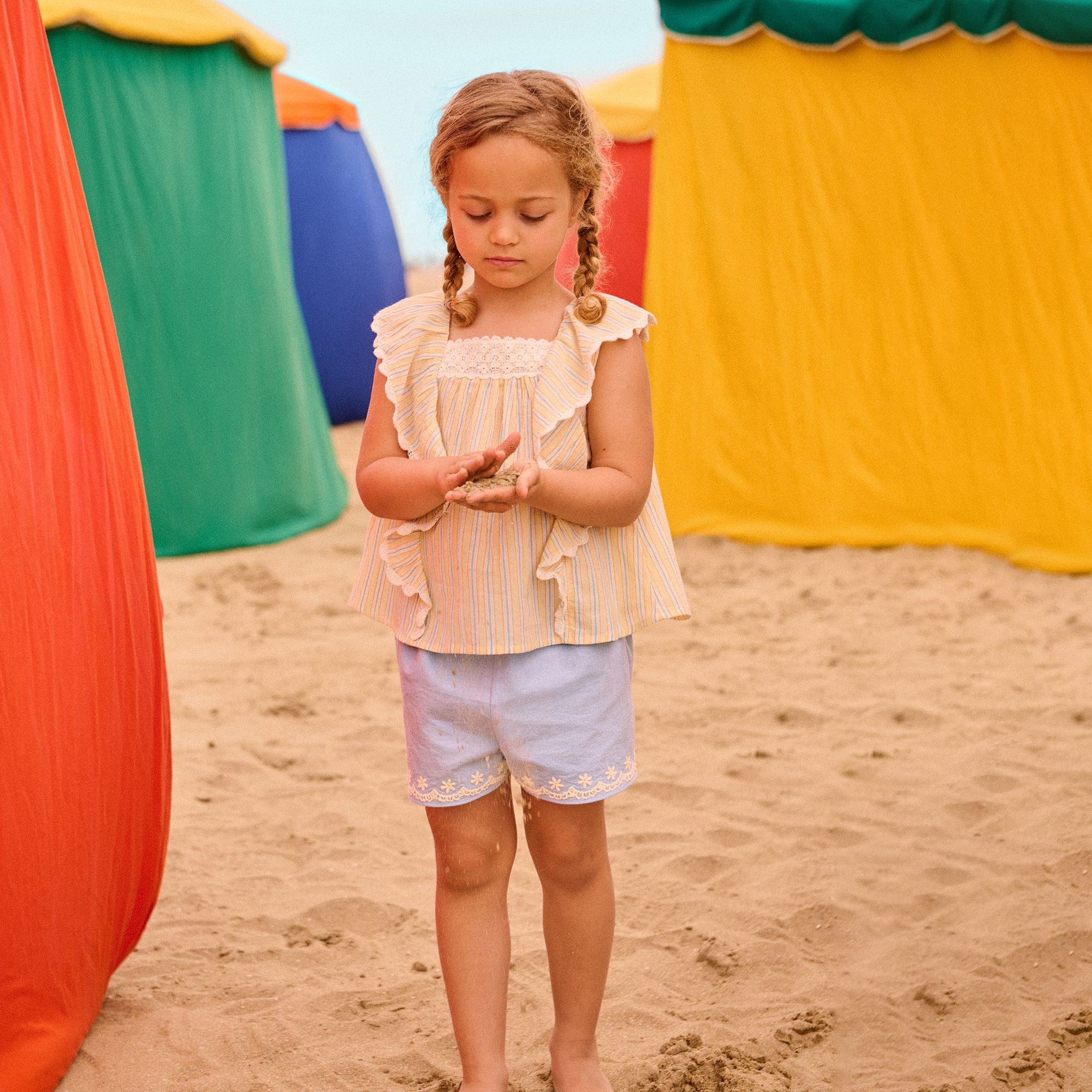 Louise Misha-Girls Blouse Gia Yellow Sunny Stripes