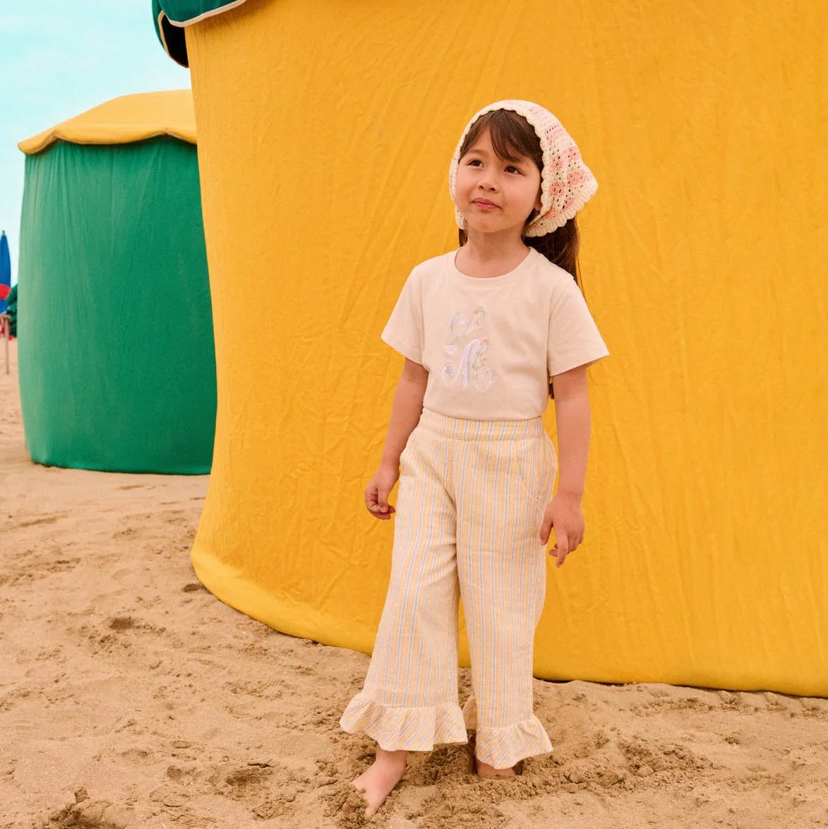 Louise Misha-Girls Pants Loukie Yellow Sunny Stripes