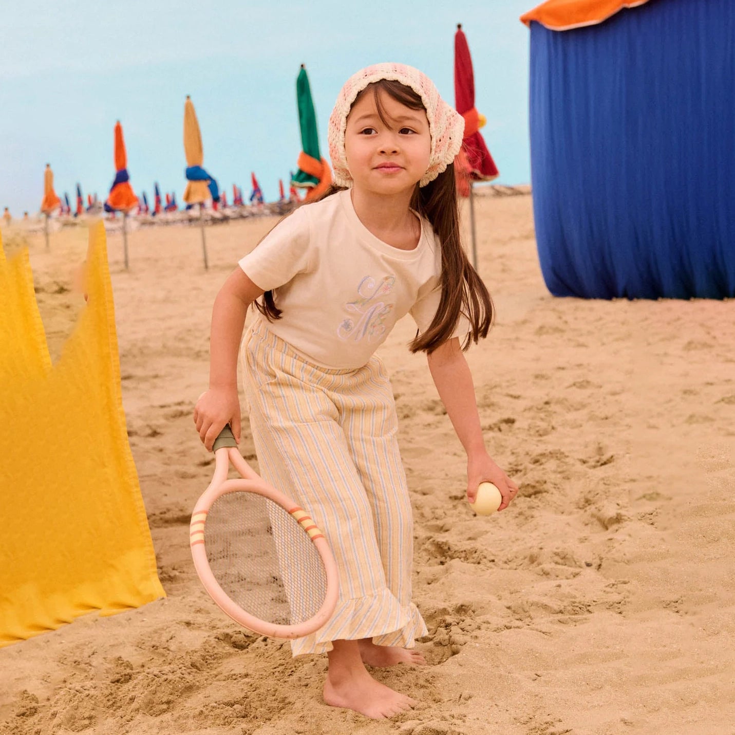 Louise Misha-Girls Pants Loukie Yellow Sunny Stripes