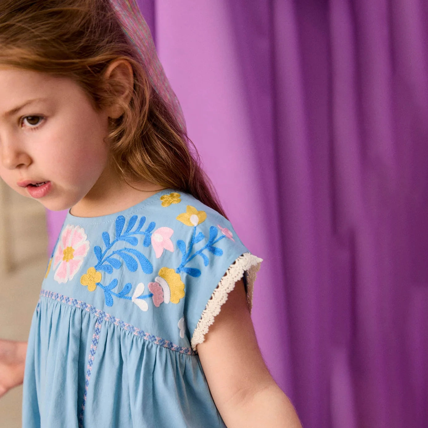 Louise Misha-Girls Dress Talula Stone Blue