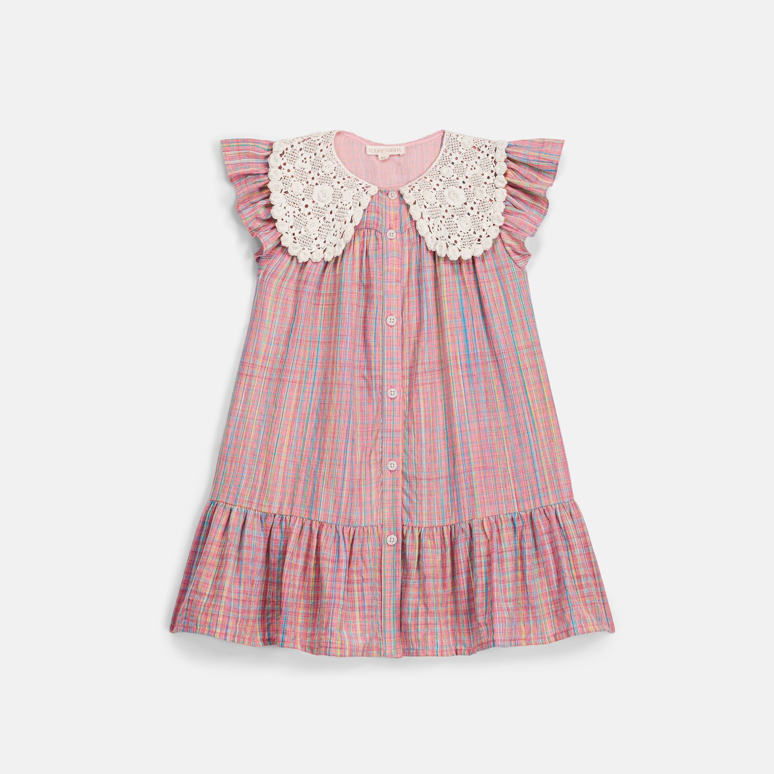 Louise Misha-Girls Dress Vaina Pink Pomelo Checks