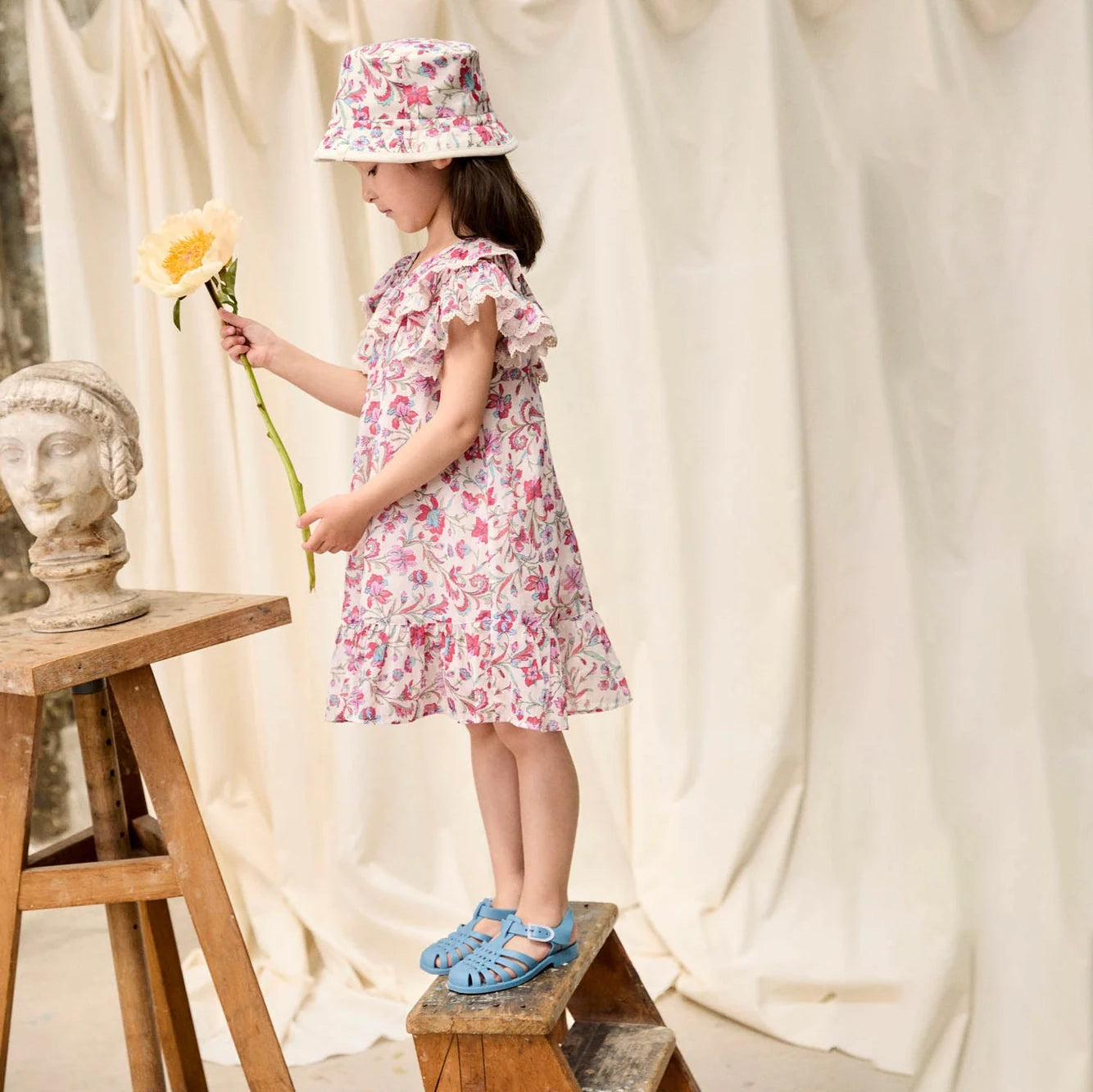 Louise Misha-Girls Dress Natiyana Cream Floral Haven
