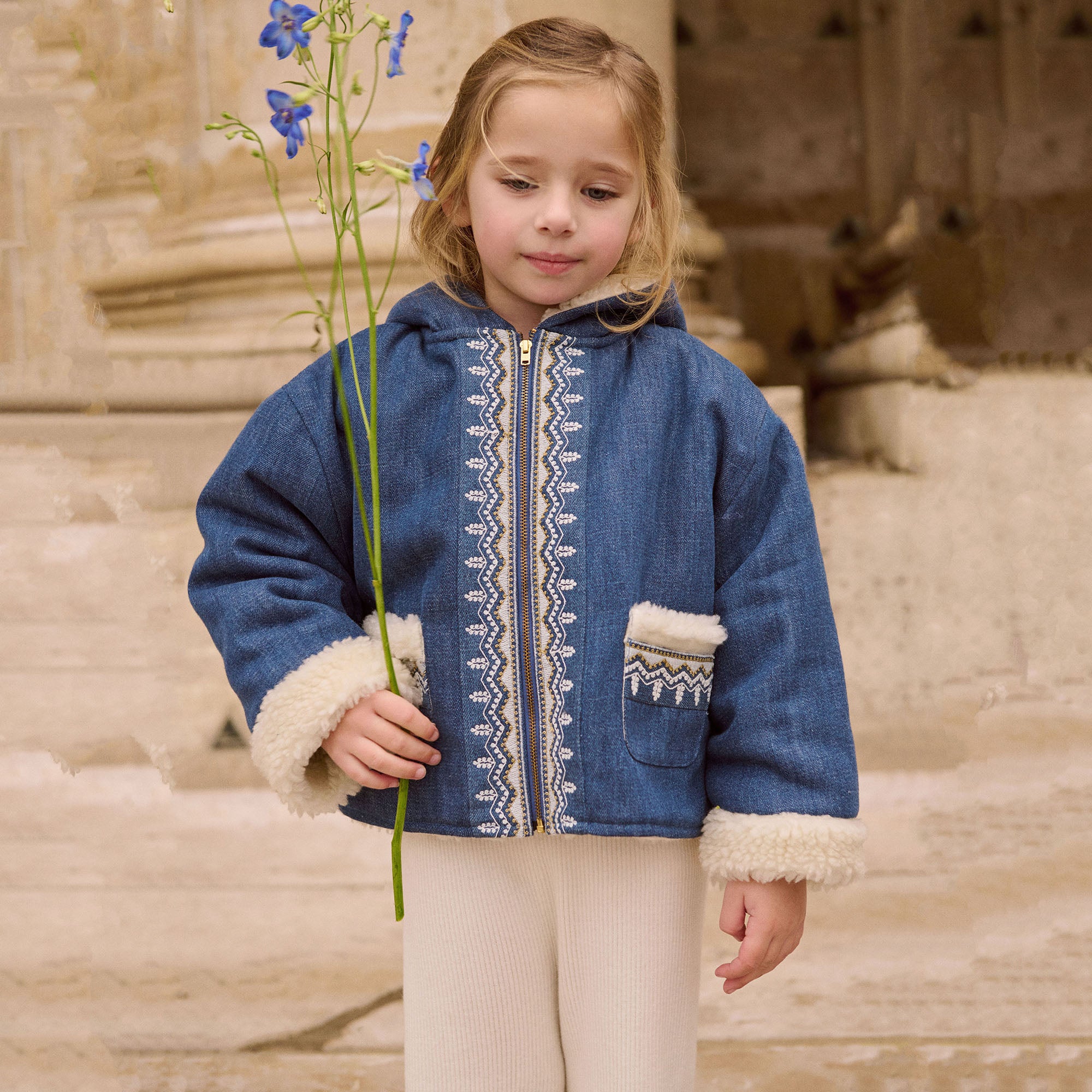 Louise Misha-Girls Stone Blue Coat Melvette