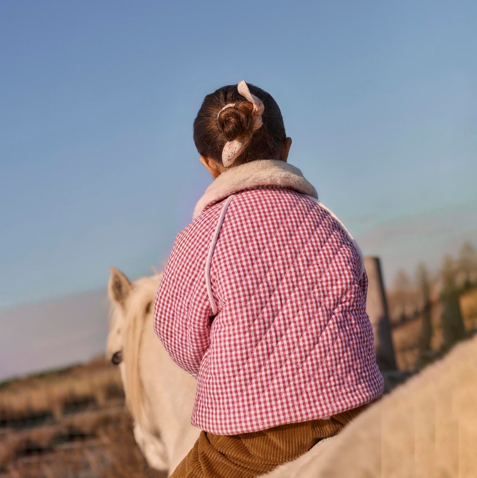 Louise Misha-Girls Reversible Coat Jasmina Raspberry Checks