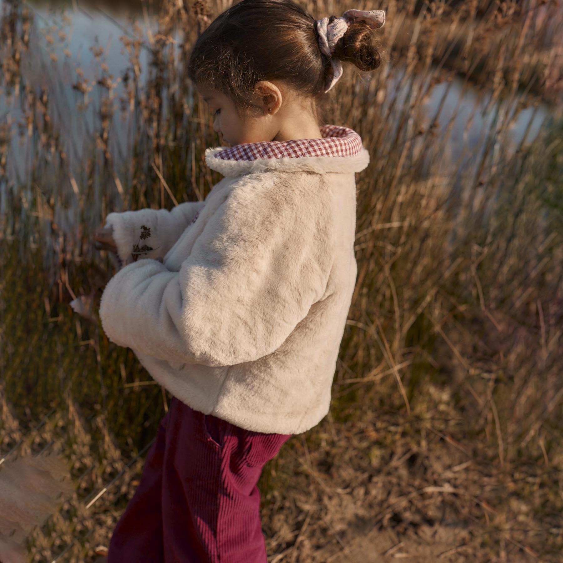 Louise Misha-Girls Reversible Coat Jasmina Raspberry Checks
