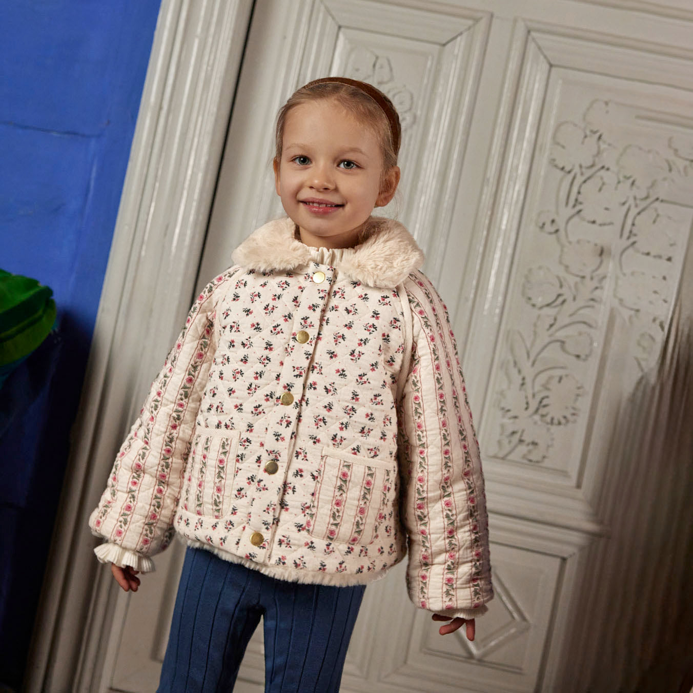 Louise Misha-Girls Reversible Coat Jasmina Cr.Pink S-Cr.Flow B.
