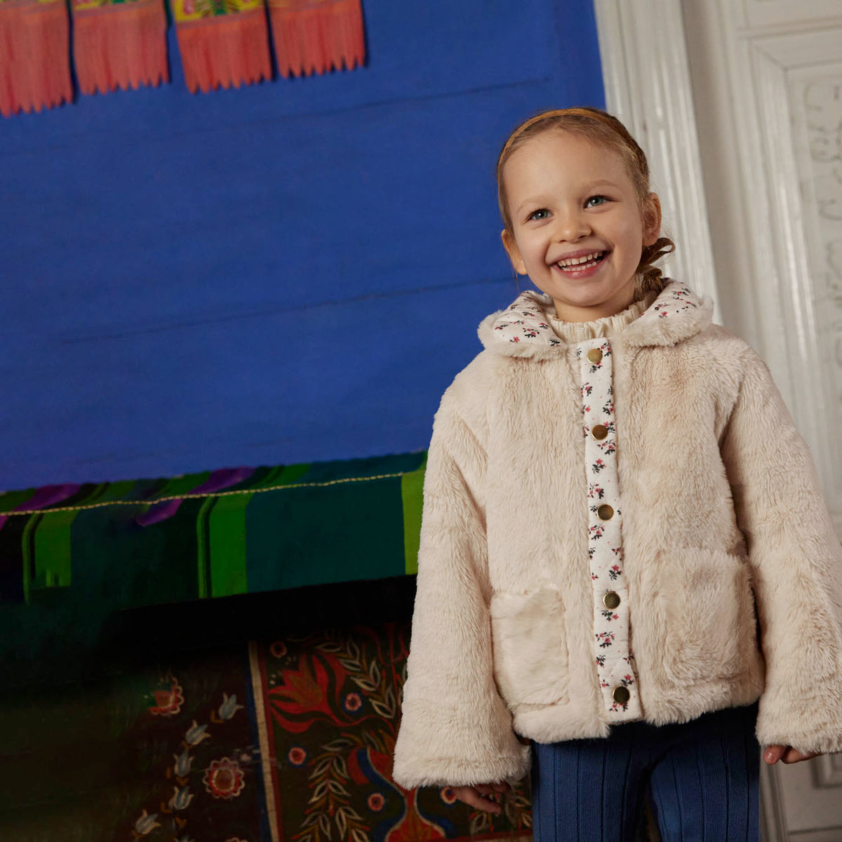 Louise Misha-Girls Reversible Coat Jasmina Cr.Pink S-Cr.Flow B.