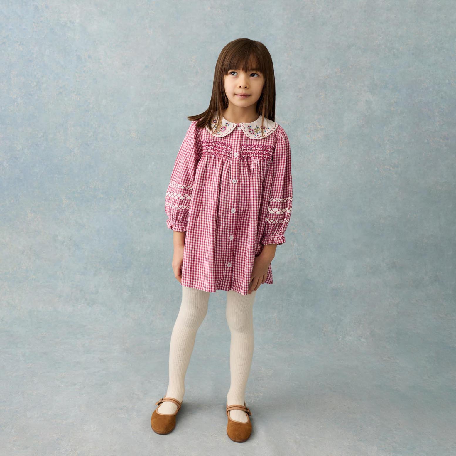 Louise Misha-Girls Dress Delina Raspberry Checks
