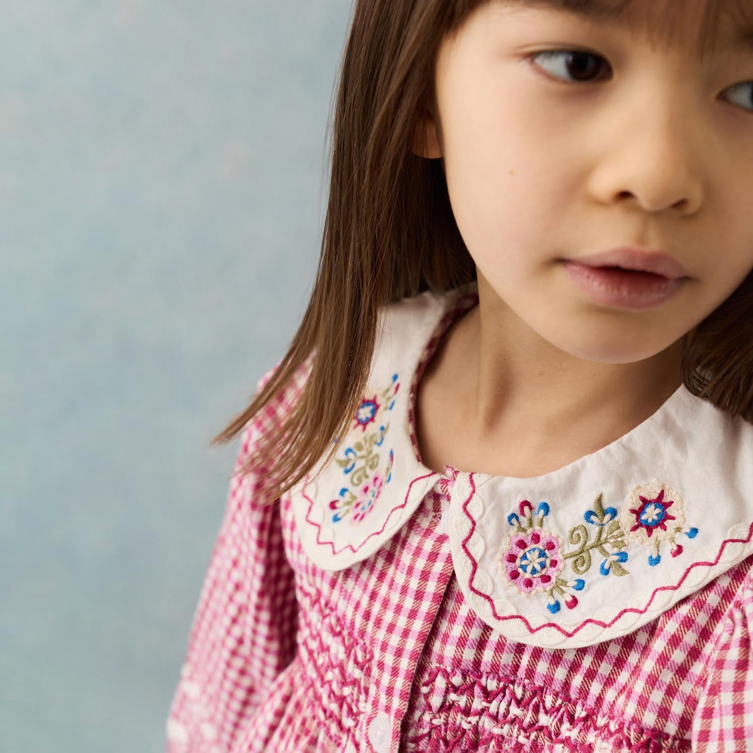 Louise Misha-Girls Dress Delina Raspberry Checks