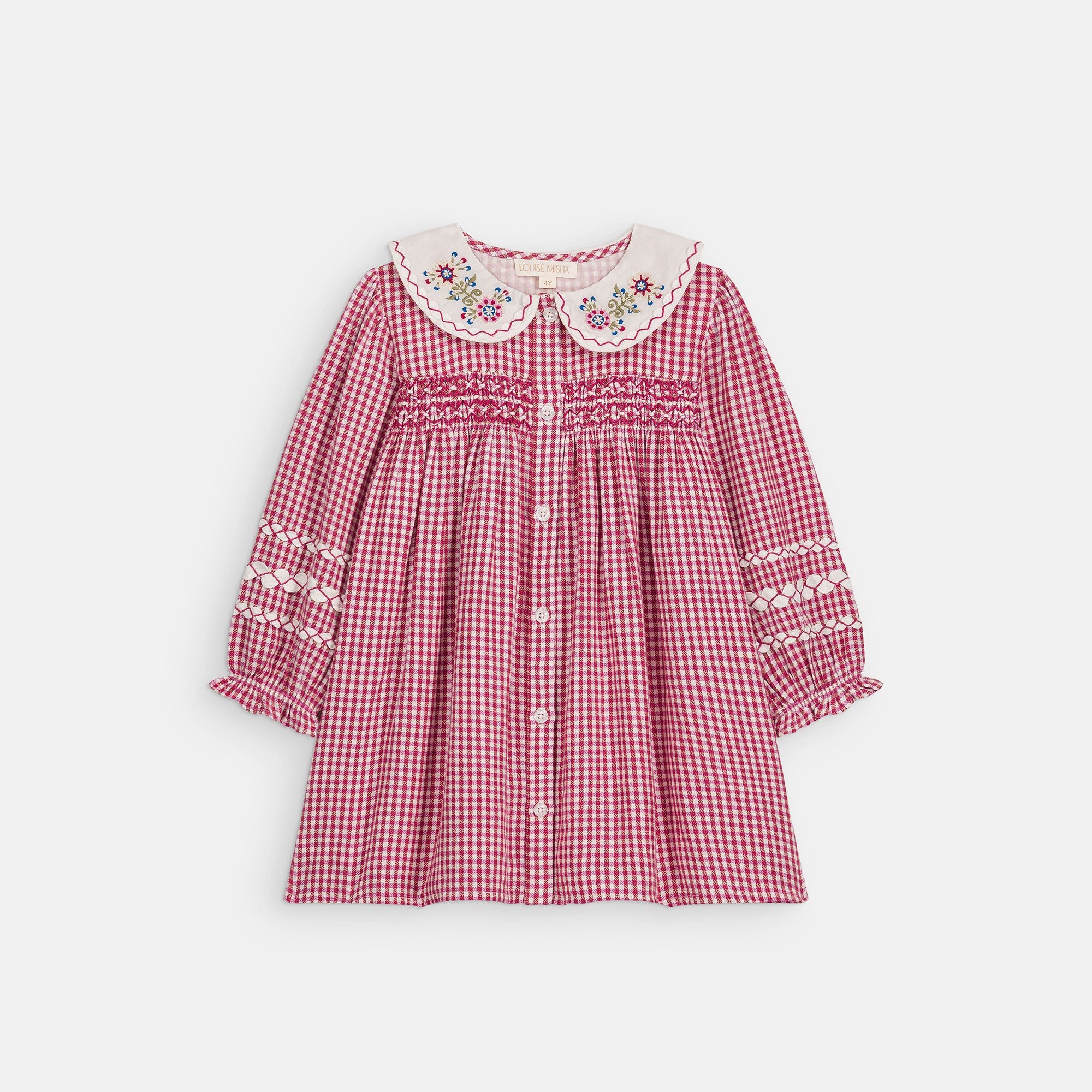 Louise Misha-Girls Dress Delina Raspberry Checks