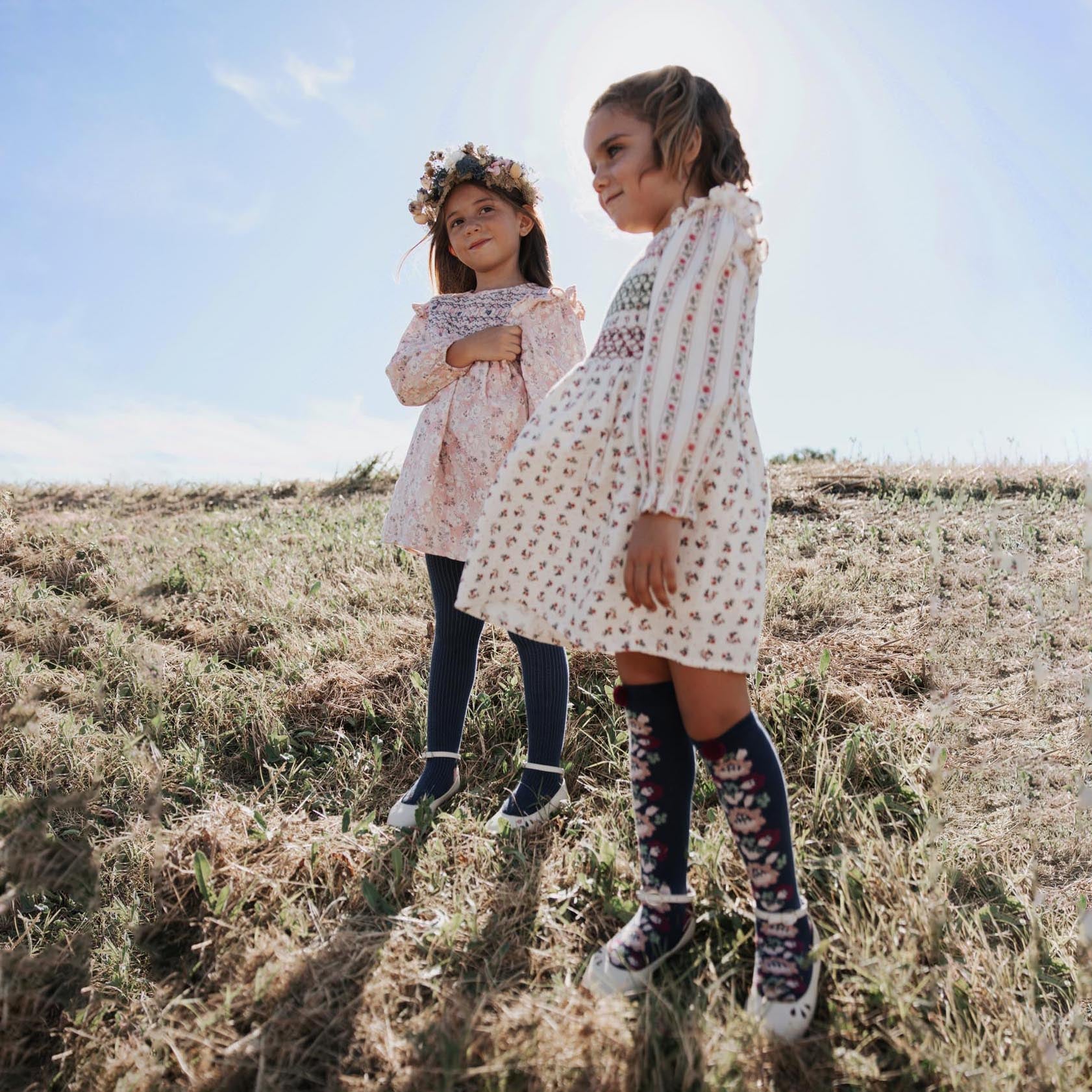 Louise Misha-Girls Dress Saralina Cream Pink Sorrel
