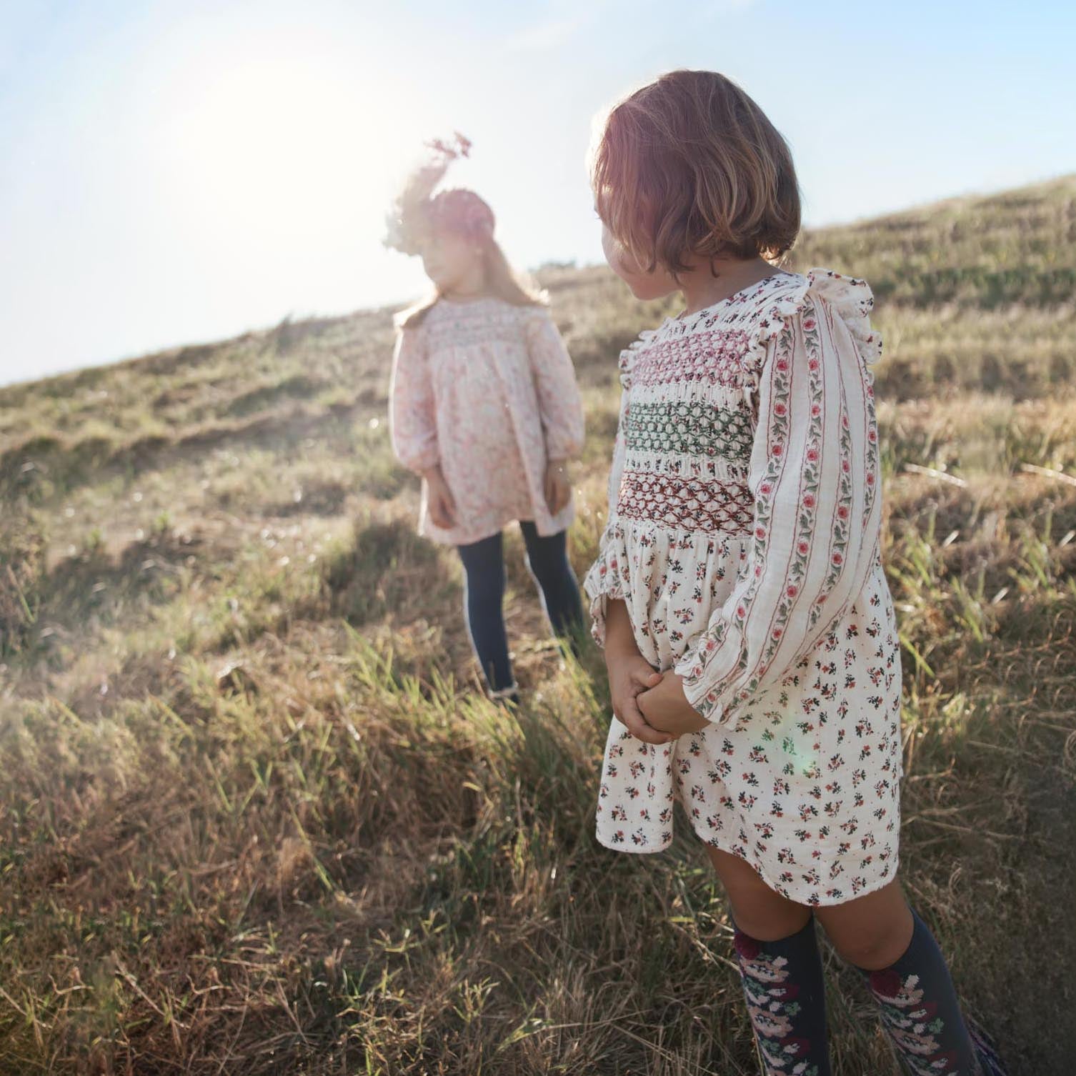 Louise Misha-Girls Dress Saralina Cream Pink Sorrel