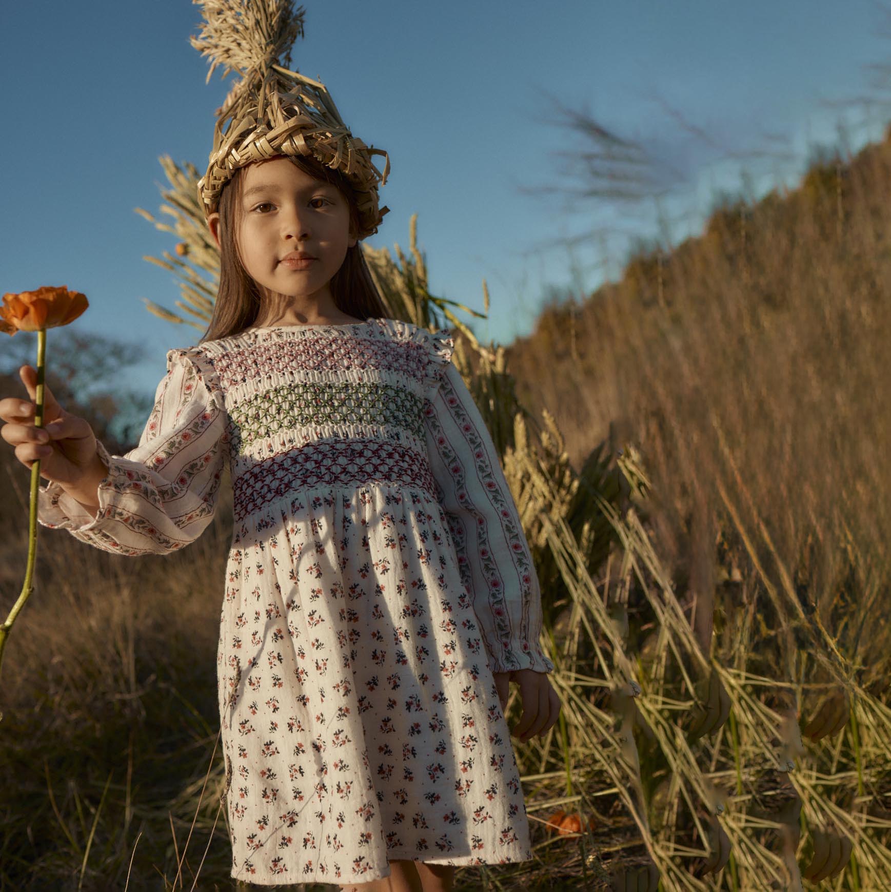 Louise Misha-Girls Dress Saralina Cream Pink Sorrel