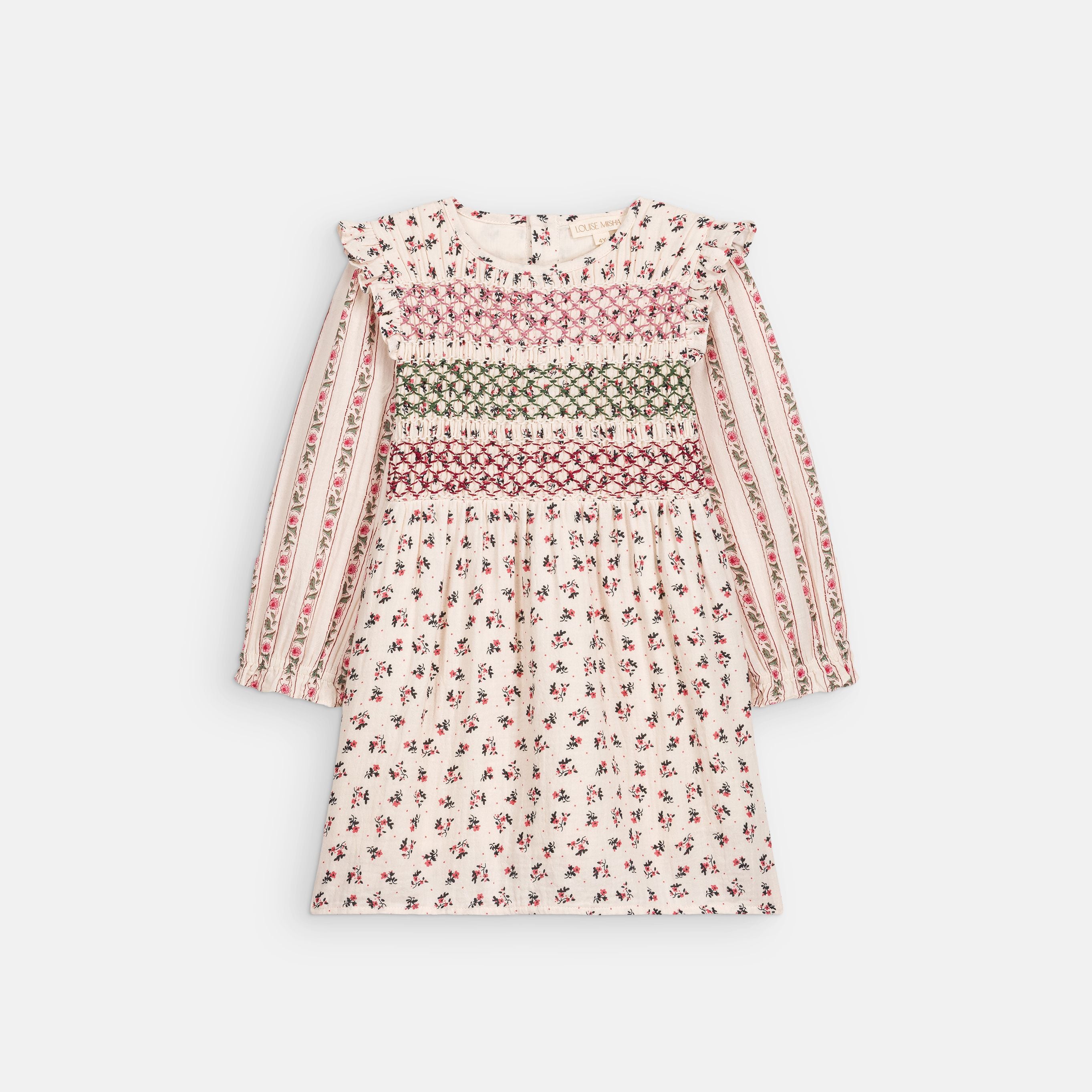 Louise Misha-Girls Dress Saralina Cream Pink Sorrel
