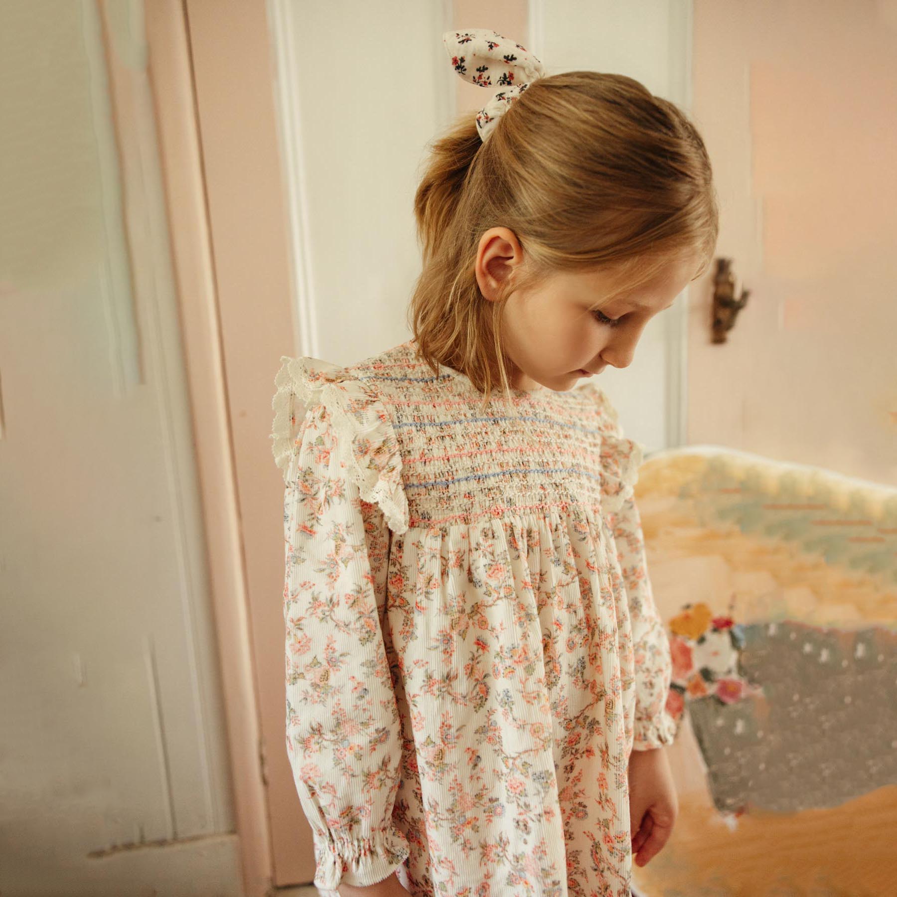 Louise Misha-Girls Dress Saralou Cream Carnation Vale