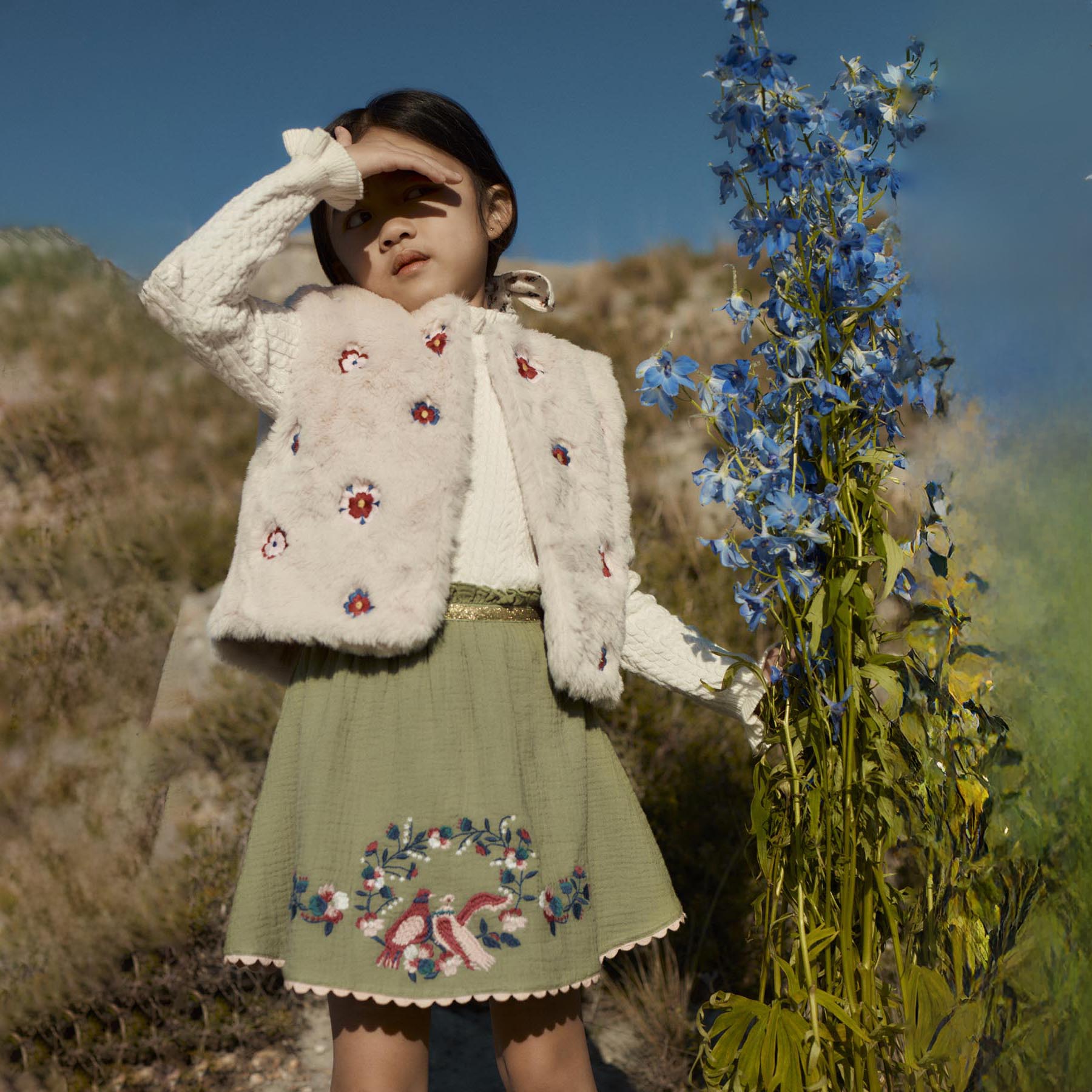 Louise Misha-Girls Sleeveless Jacket Liliou Cream Enchantedaster