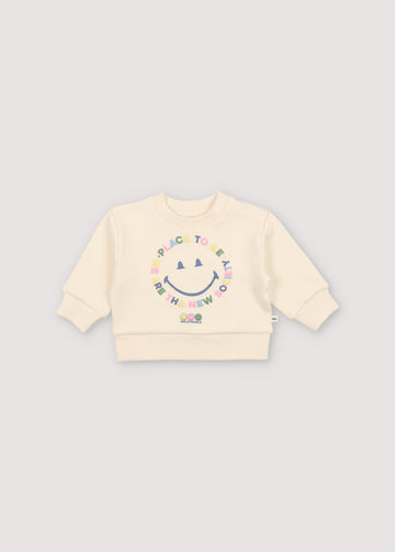 Happy Place Baby Sweater- Vanilla Cream