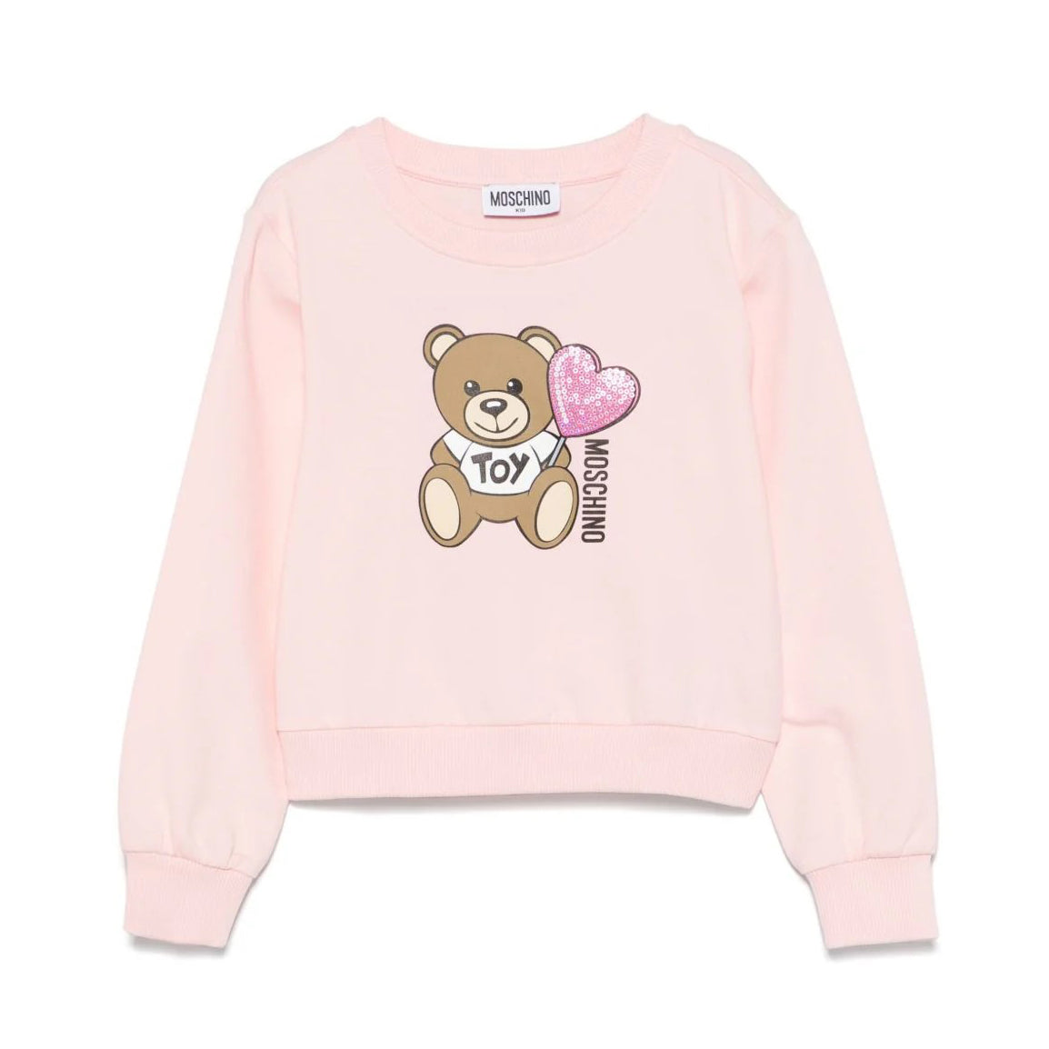 GIRL LS PINK SWEATSHIRT W BEAR HEART PRINT