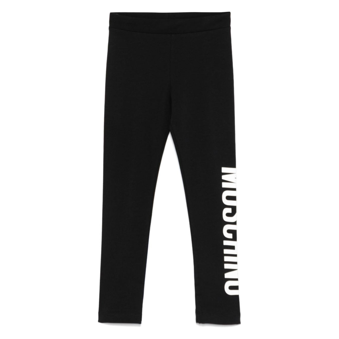 Moschino-GIRL BLACK TXT LOGO LEGGINGS