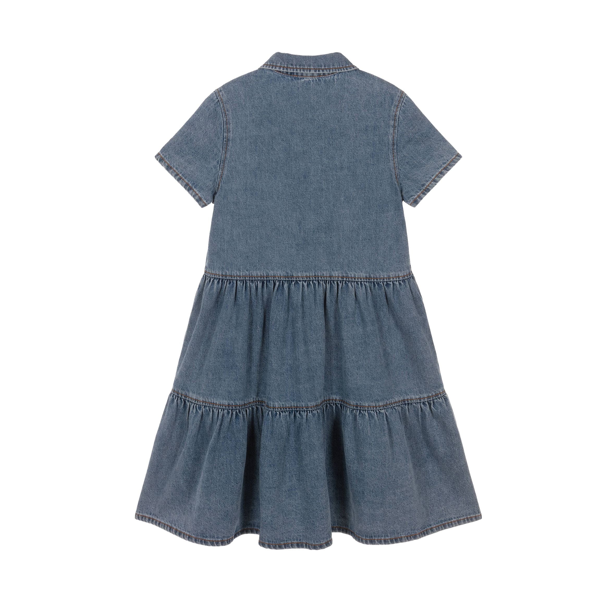 Moschino-Girls Denim Dress Dusty Blue