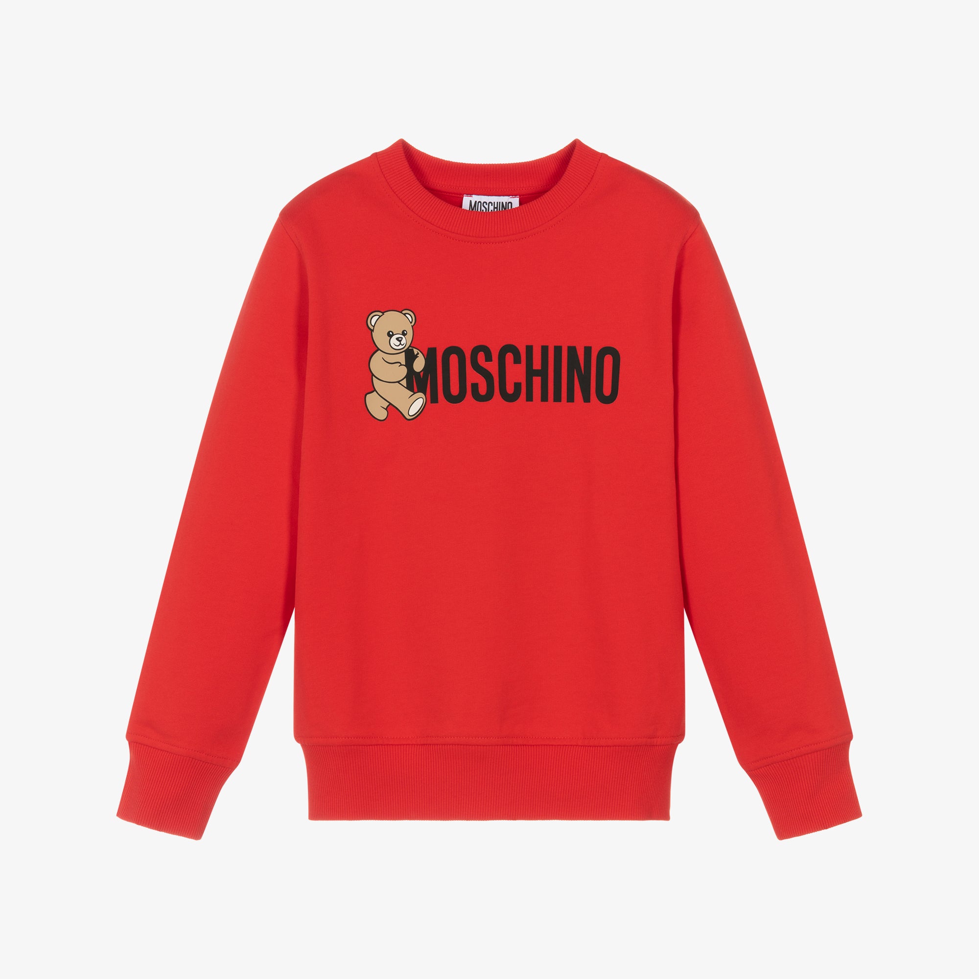 Moschino-Kids Poppy Red Bear Printed Sweatshirt