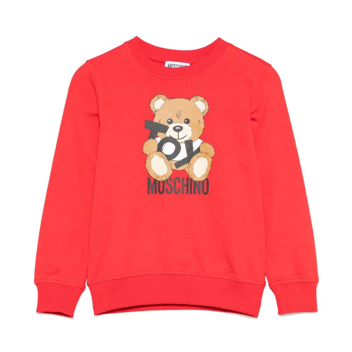 LS RED SWEATSHIRT W TOY BEAR LOGO PRINT