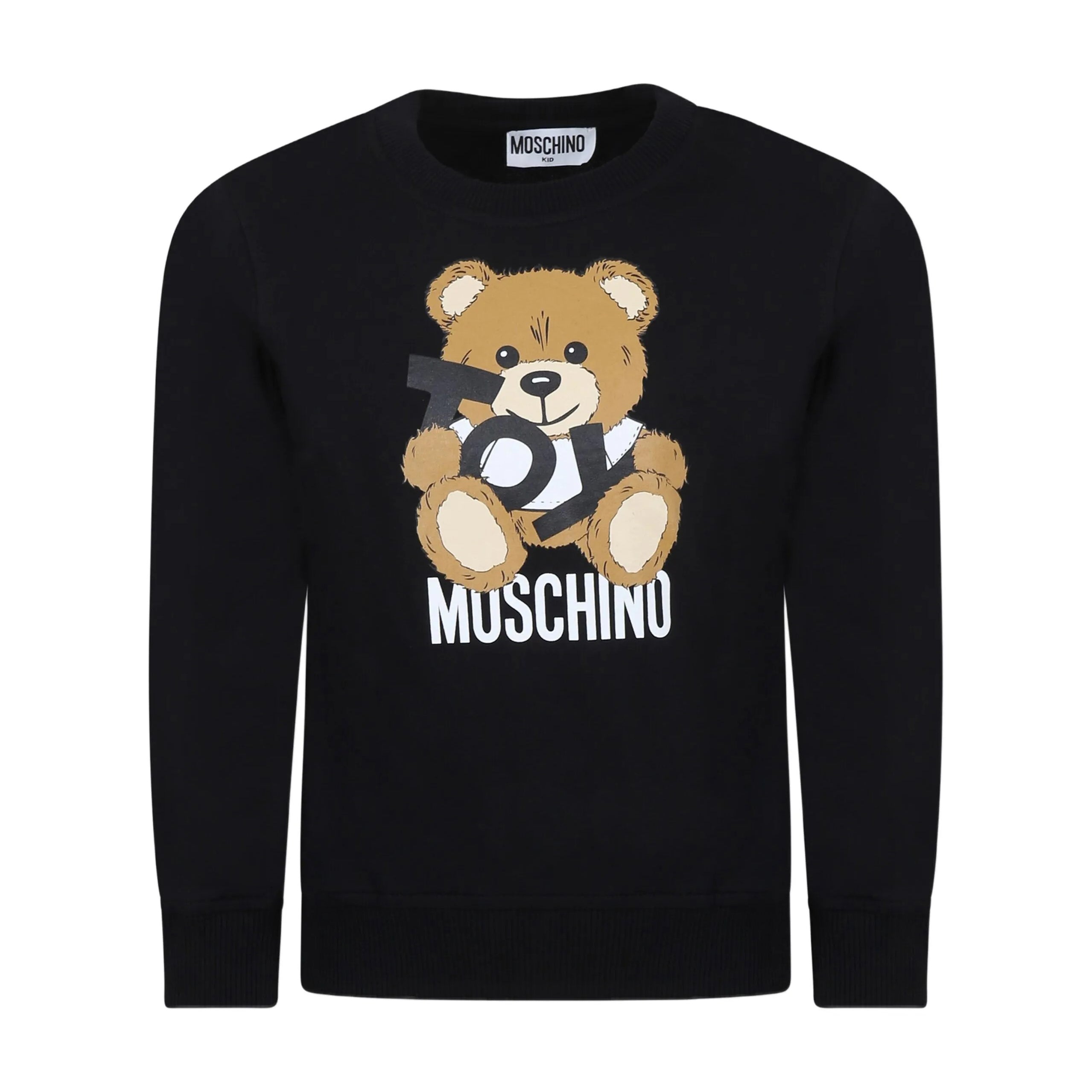 LS BLACK SWEATSHIRT W TOY BEAR LOGO PRINT