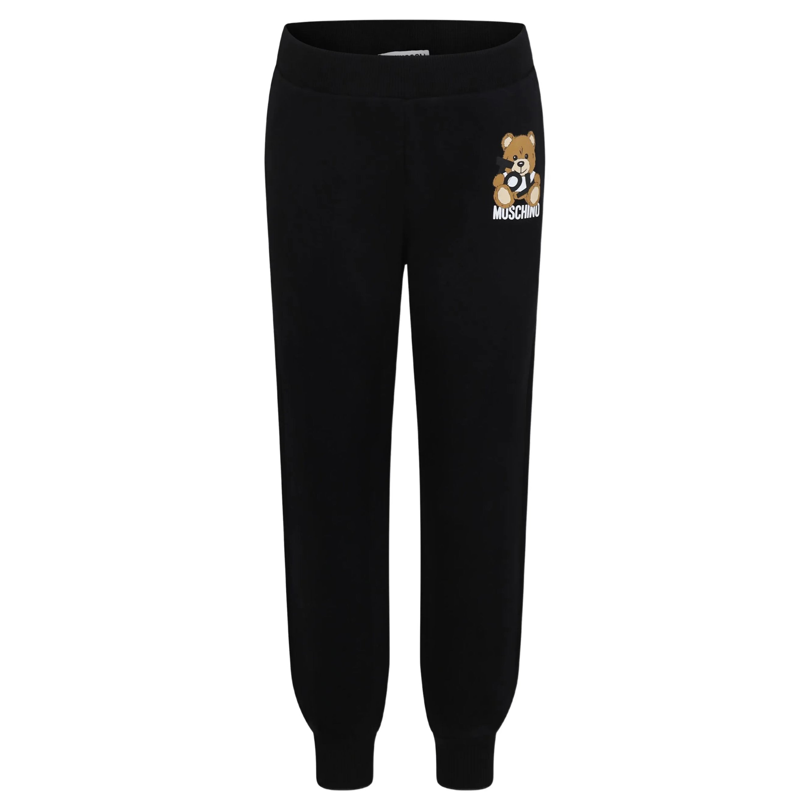 Moschino-BLACK SWEATPANTS W TOY BEAR LOGO PRINT