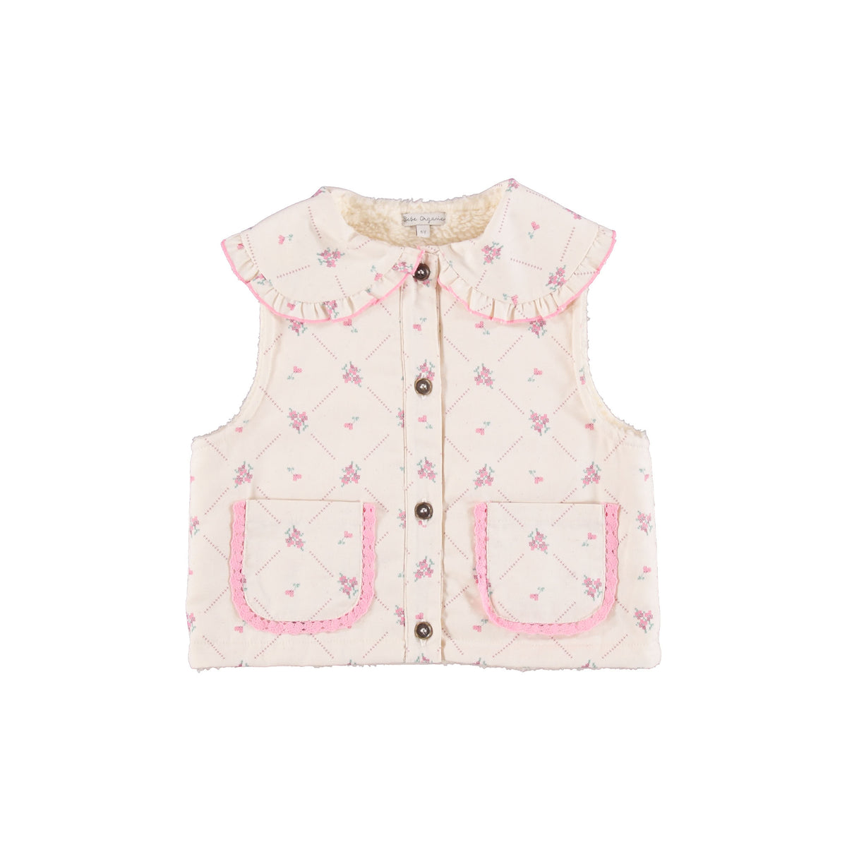 Bebe Organic-Heidi Vest Needlepoint Print