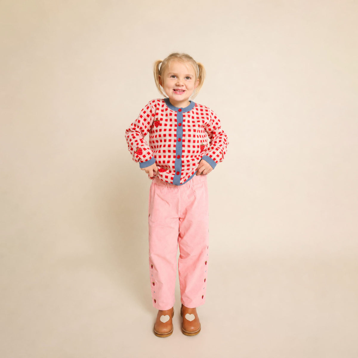 Flöss-Girl Hollie Cardigan Berry Red Gingham